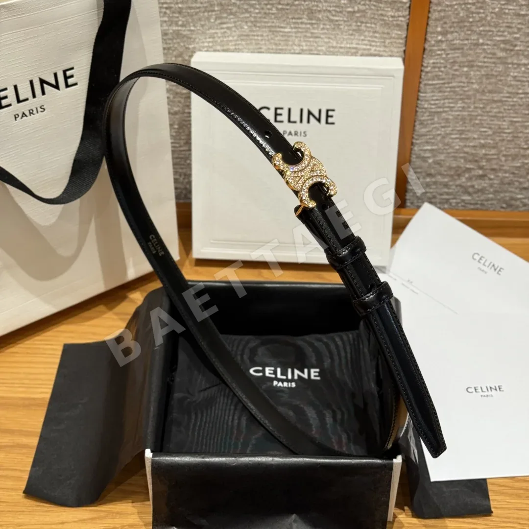 셀린느 트라이엄프 크리스탈 장식 소가죽 벨트 상세 이미지 3