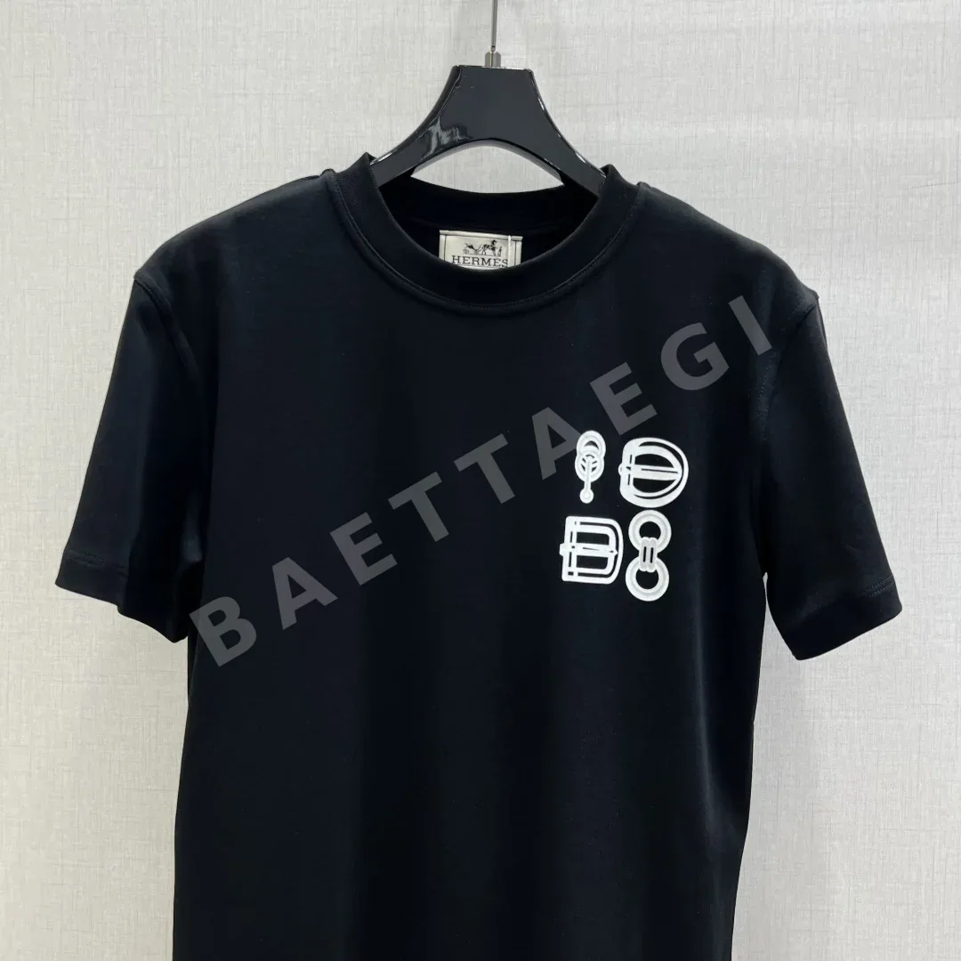 에르메스 로고 프린트 여성 반팔 티셔츠 상세 이미지 5