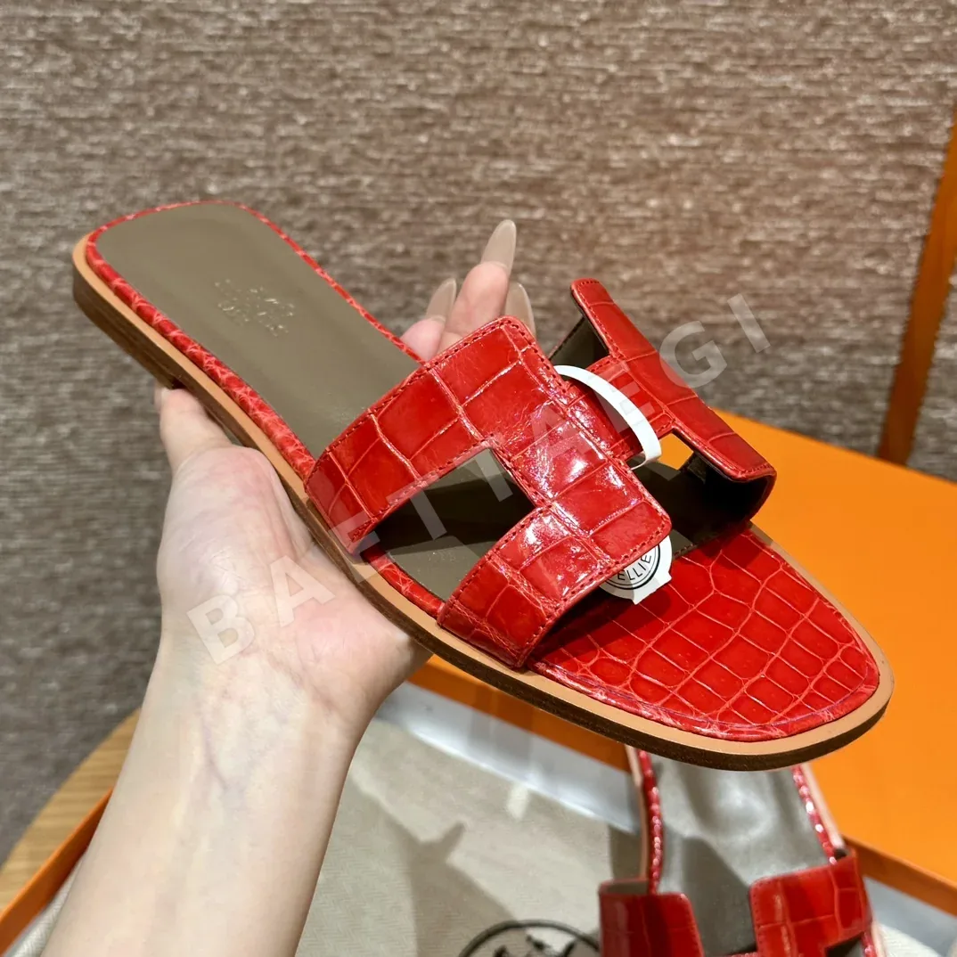 에르메스 오란 샌들 Red 악어가죽 H 컷아웃 상세 이미지 4