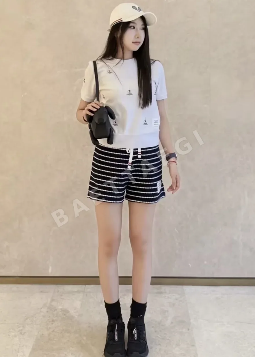 톰브라운 여성 코튼 스트라이프 반바지 상세 이미지 8