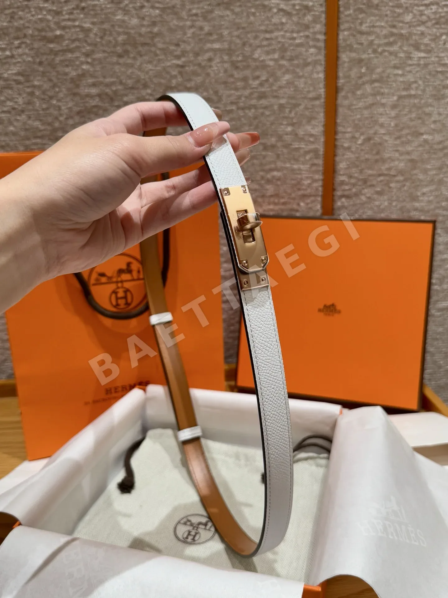 에르메스 켈리 18K 골드 금장 여성용 벨트 상세 이미지 3