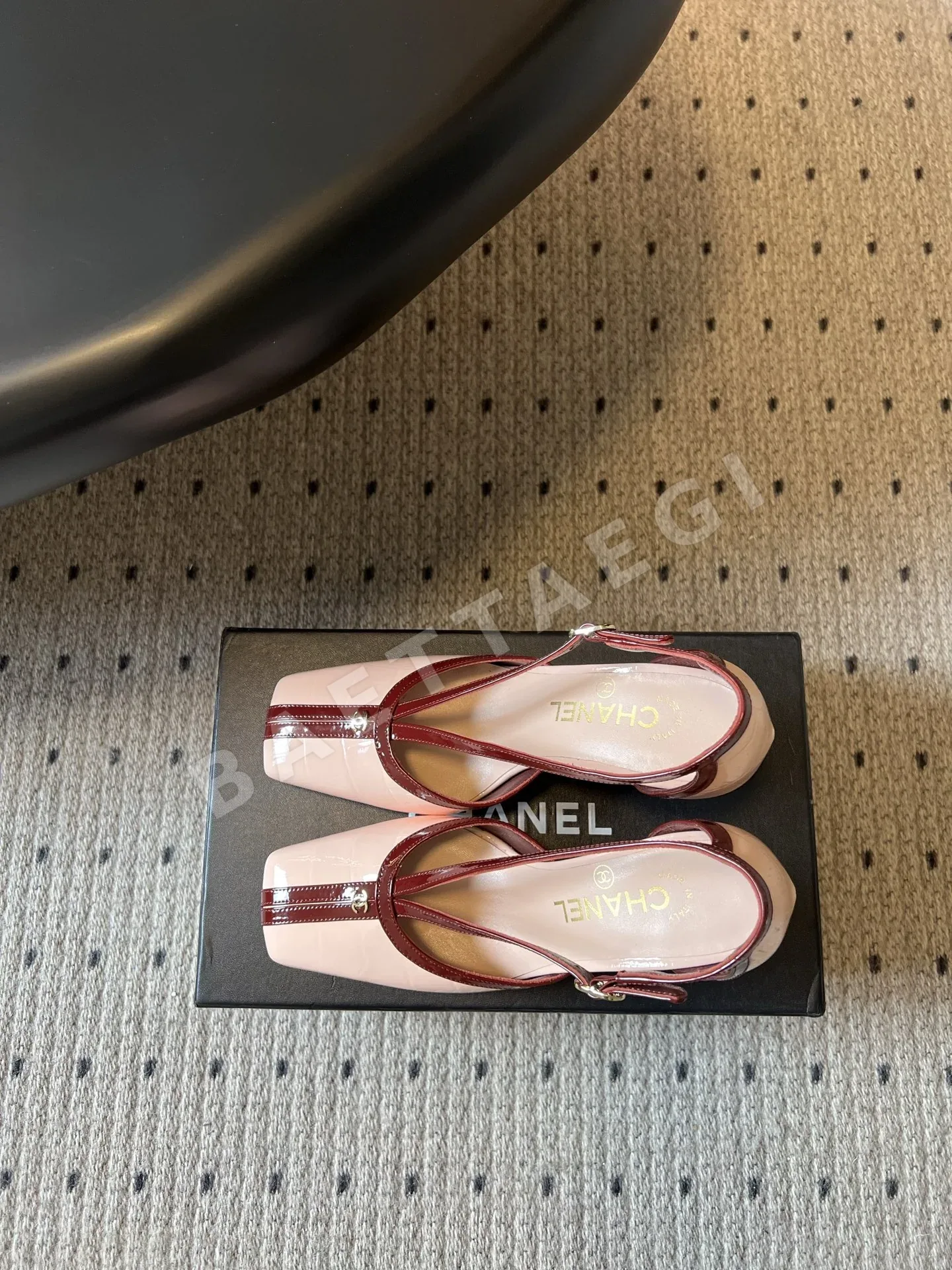 샤넬 스퀘어토 컬러블록 메리제인 청키 힐 샌들 상세 이미지 6