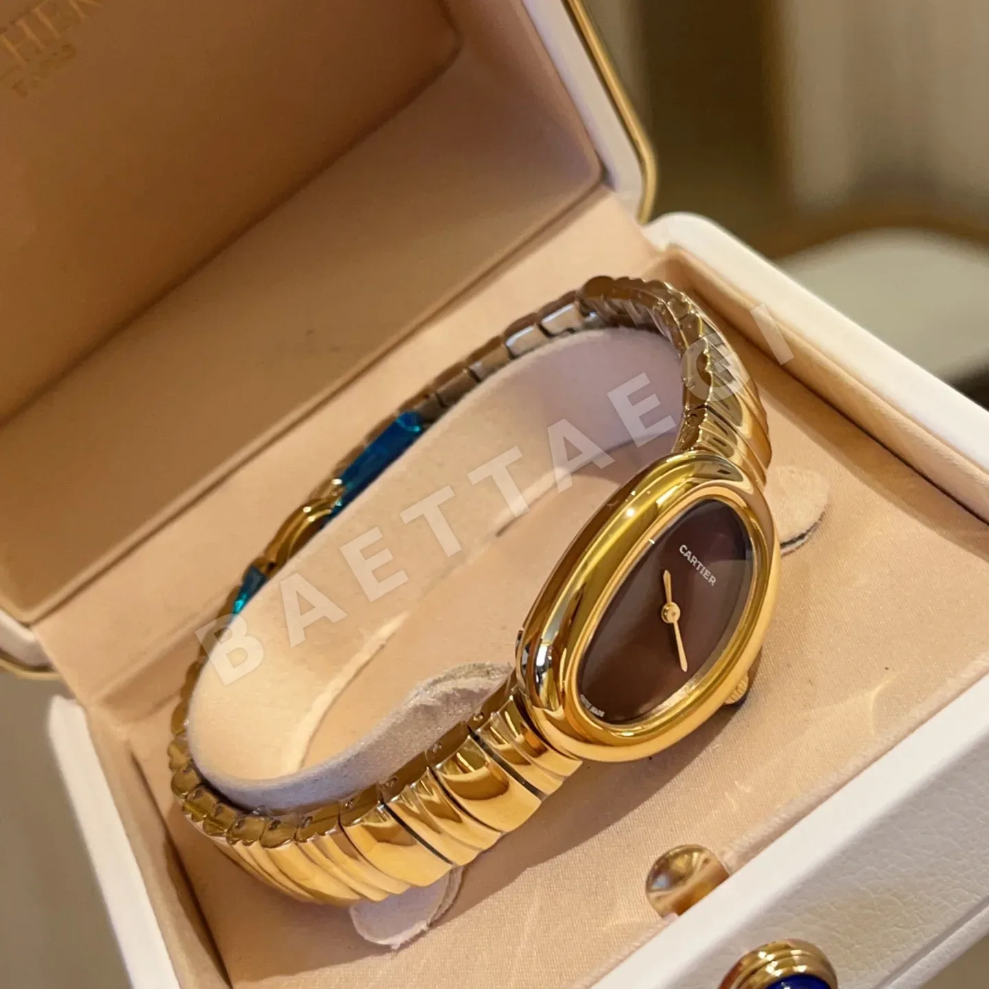 까르띠에 베누아 쿼츠 무브먼트 사파이어 글라스 블루 스틸밴드 레플리카 42894 Cartier 상세 이미지 3