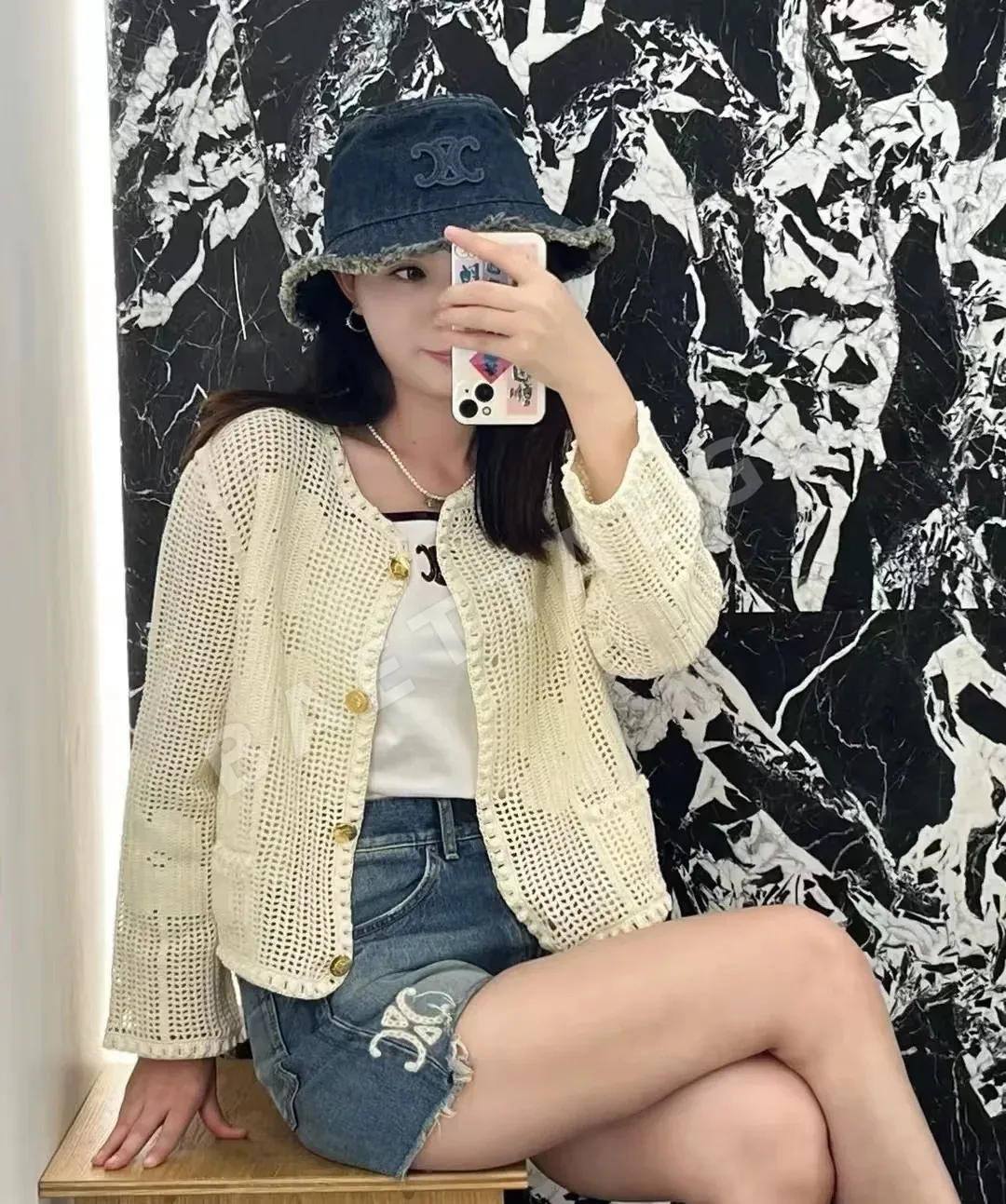셀린느 데님 버킷 햇 83529