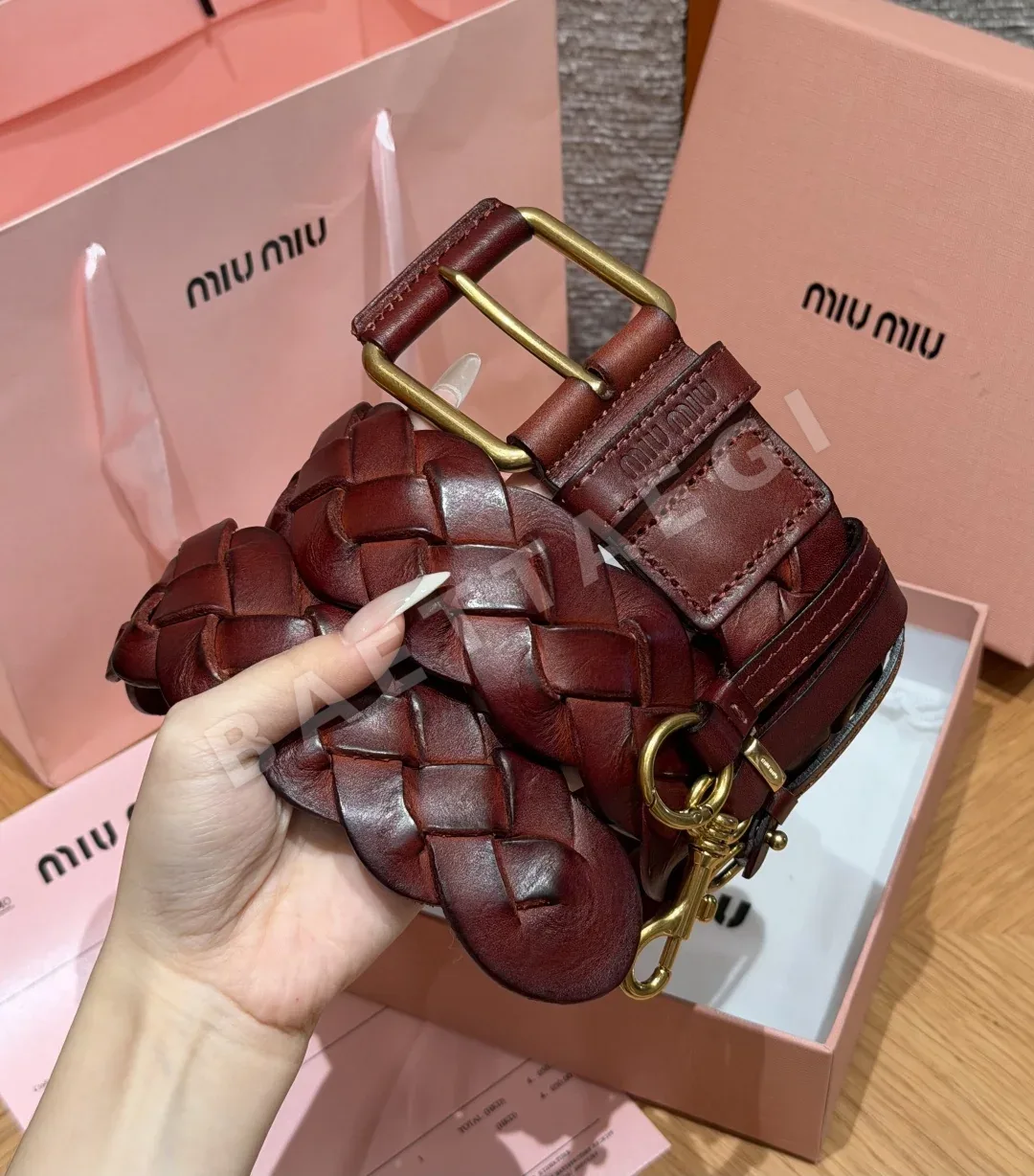 미우미우 가죽 버클 장식 벨트 상세 이미지 2