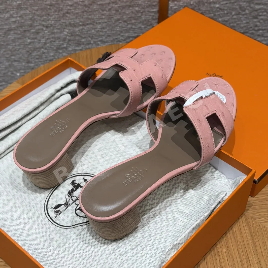 에르메스 오아시스 샌들 테르 쾨이트 타조 가죽 하이힐 상세 이미지 5