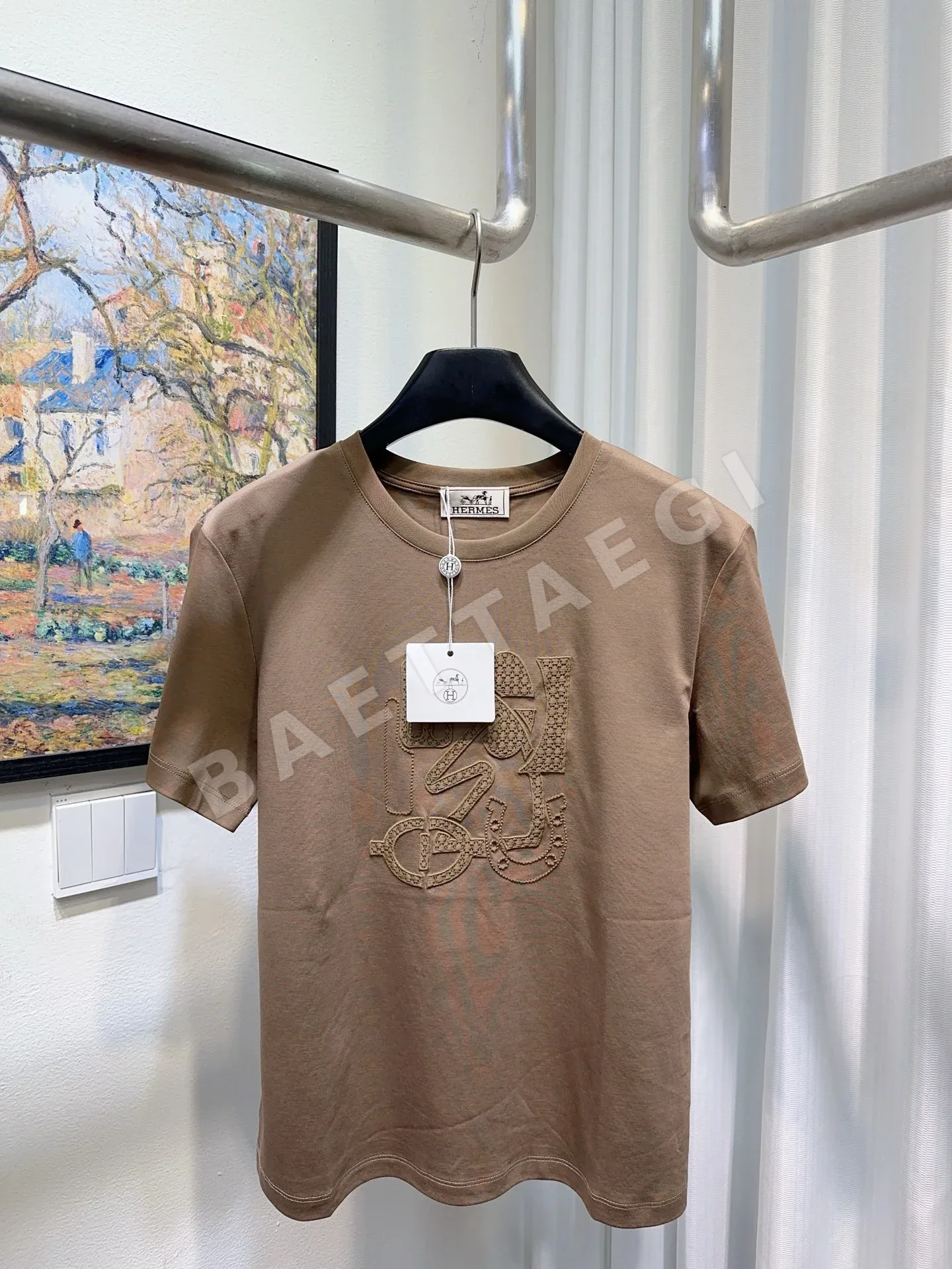 에르메스 크루넥 코튼 반팔 티셔츠 상세 이미지 2