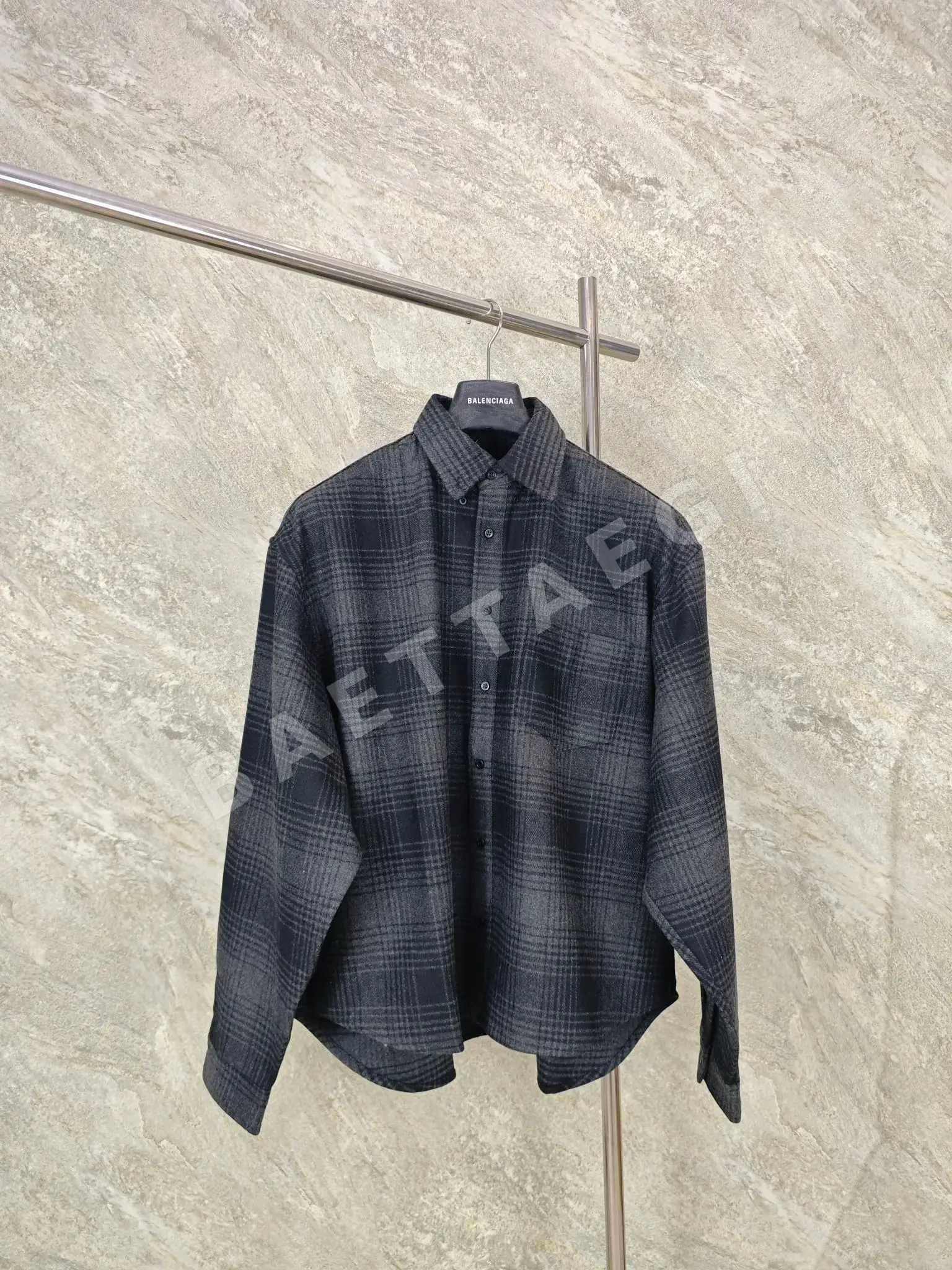 발렌시아가 울 혼방 체크 셔츠 재킷 긴팔 157569