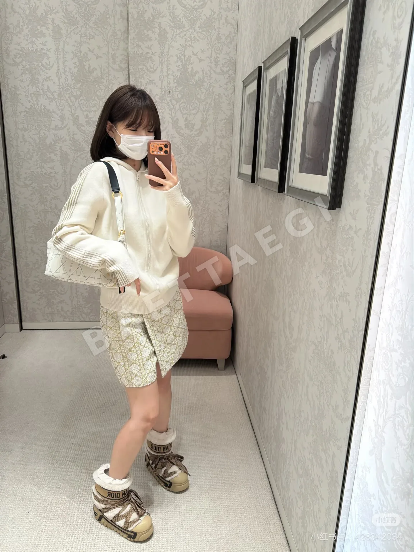 디올 오블리크 자카드 울 긴팔 니트 후디 상세 이미지 2