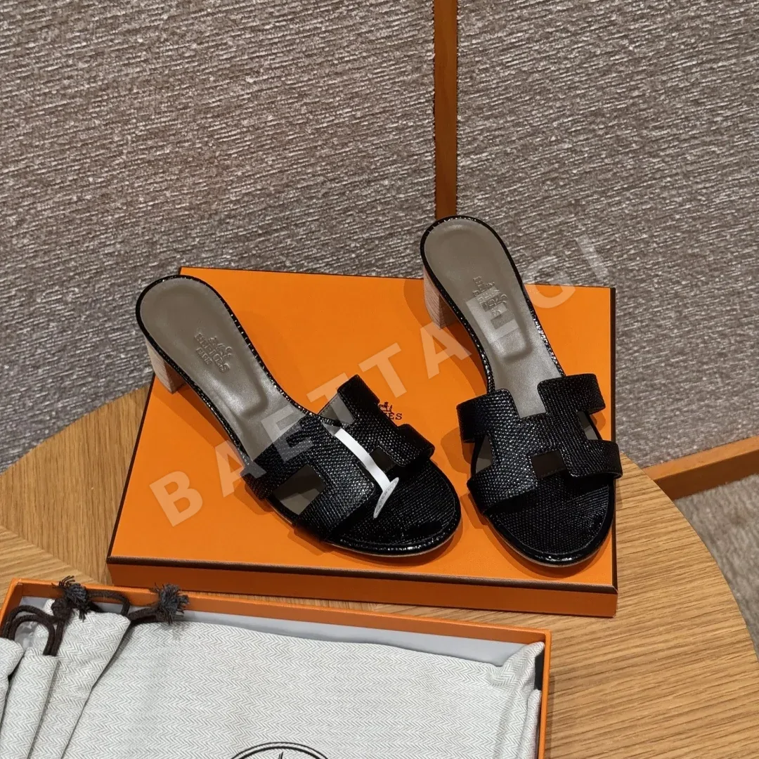 에르메스 오아시스 샌들 블랙 도마뱀가죽 상세 이미지 5