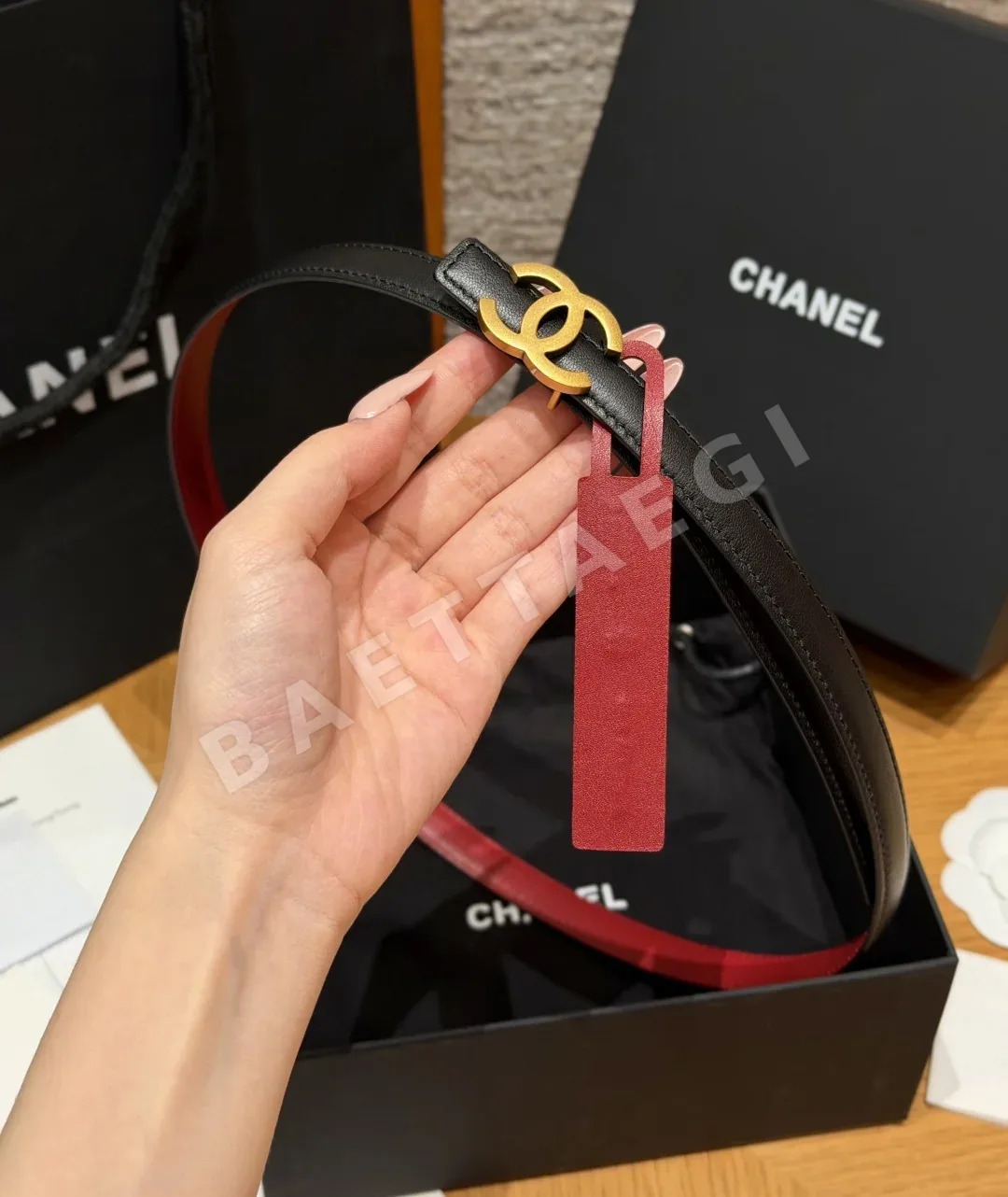 샤넬 가죽 더블 C 로고 벨트 상세 이미지 2