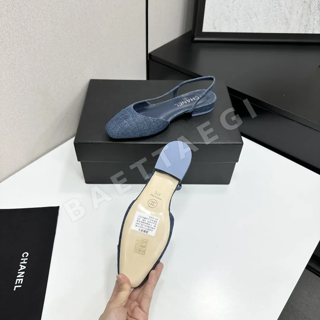 샤넬 클래식 슬링백 플랫 신발 상세 이미지 4
