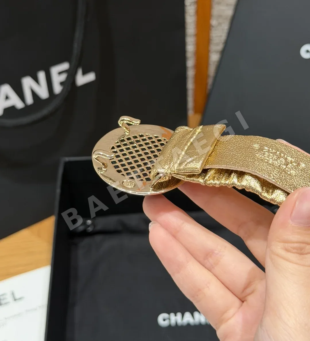 샤넬 플리츠 고무 허리 벨트 30mm 상세 이미지 2