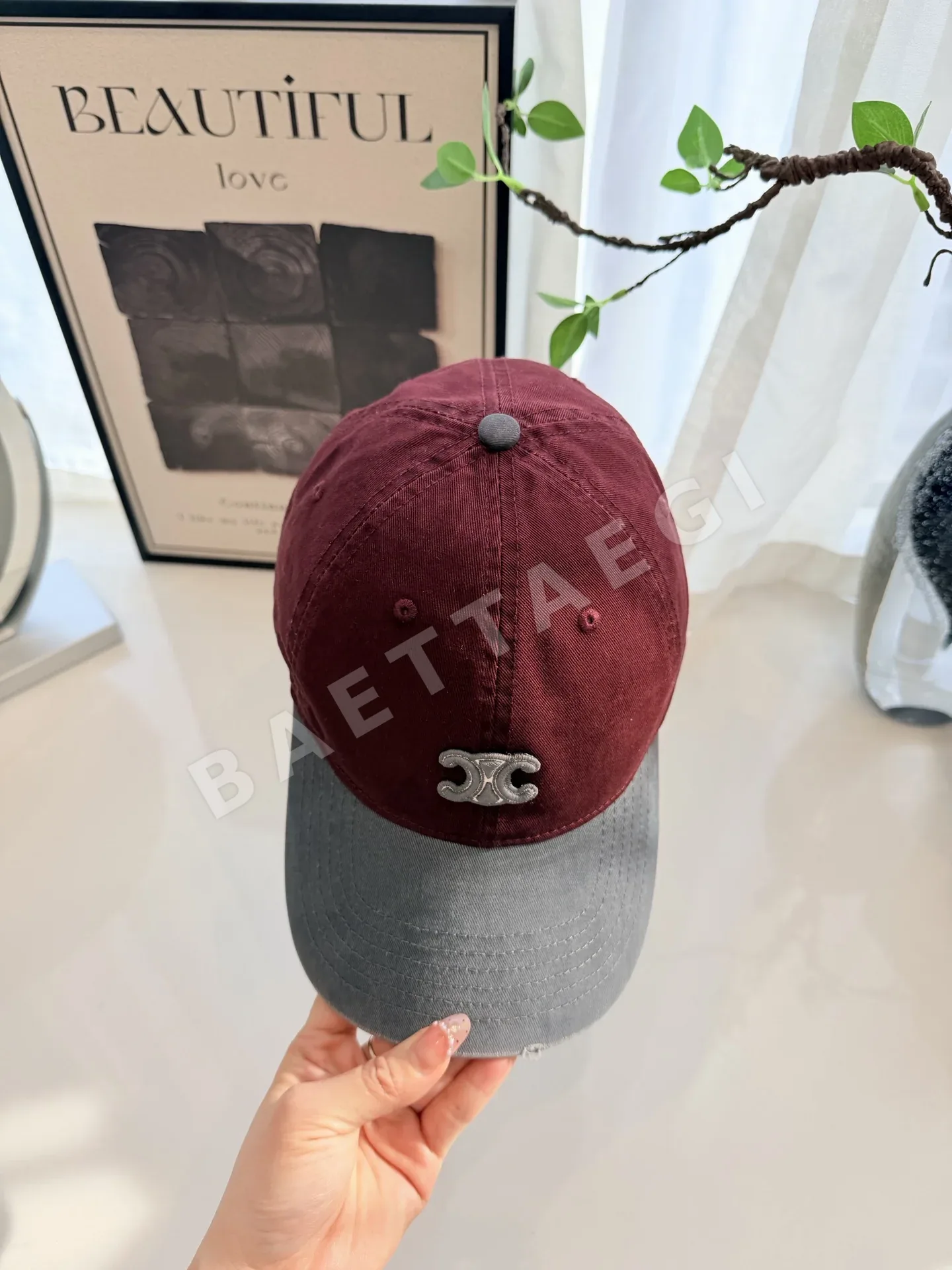 셀린느 컬러 블록 워시드 코튼 캡 상세 이미지 4
