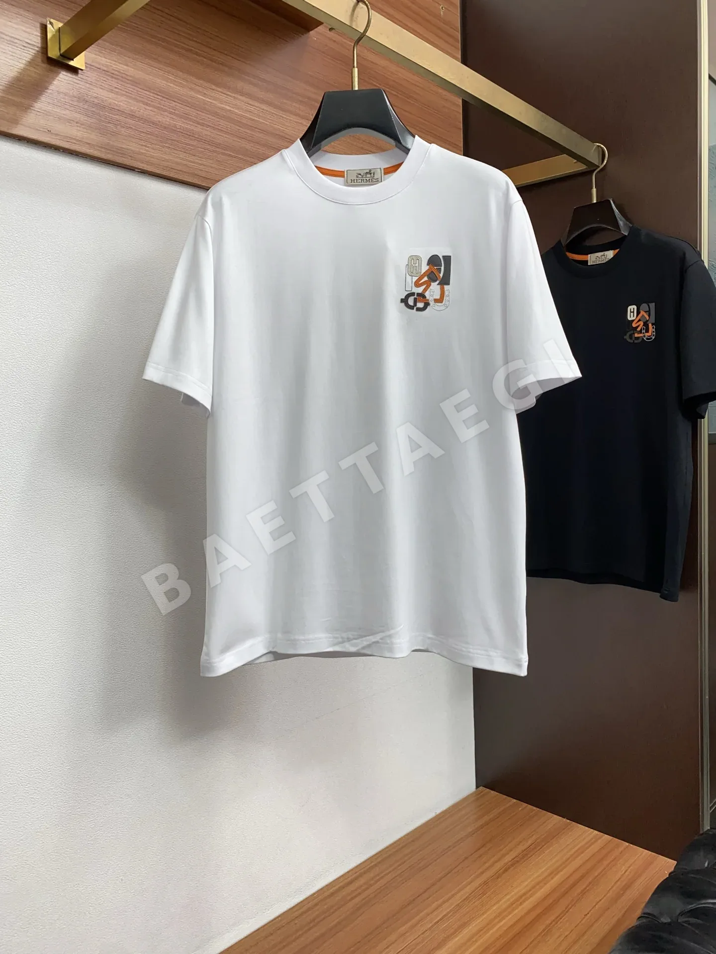 에르메스 뉴테크놀로지 로고 코튼 크루넥 반팔 티셔츠 남성 49496