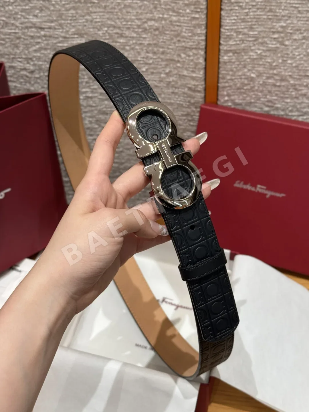 페레가모 간치니 버클 양면 소가죽 벨트 상세 이미지 3