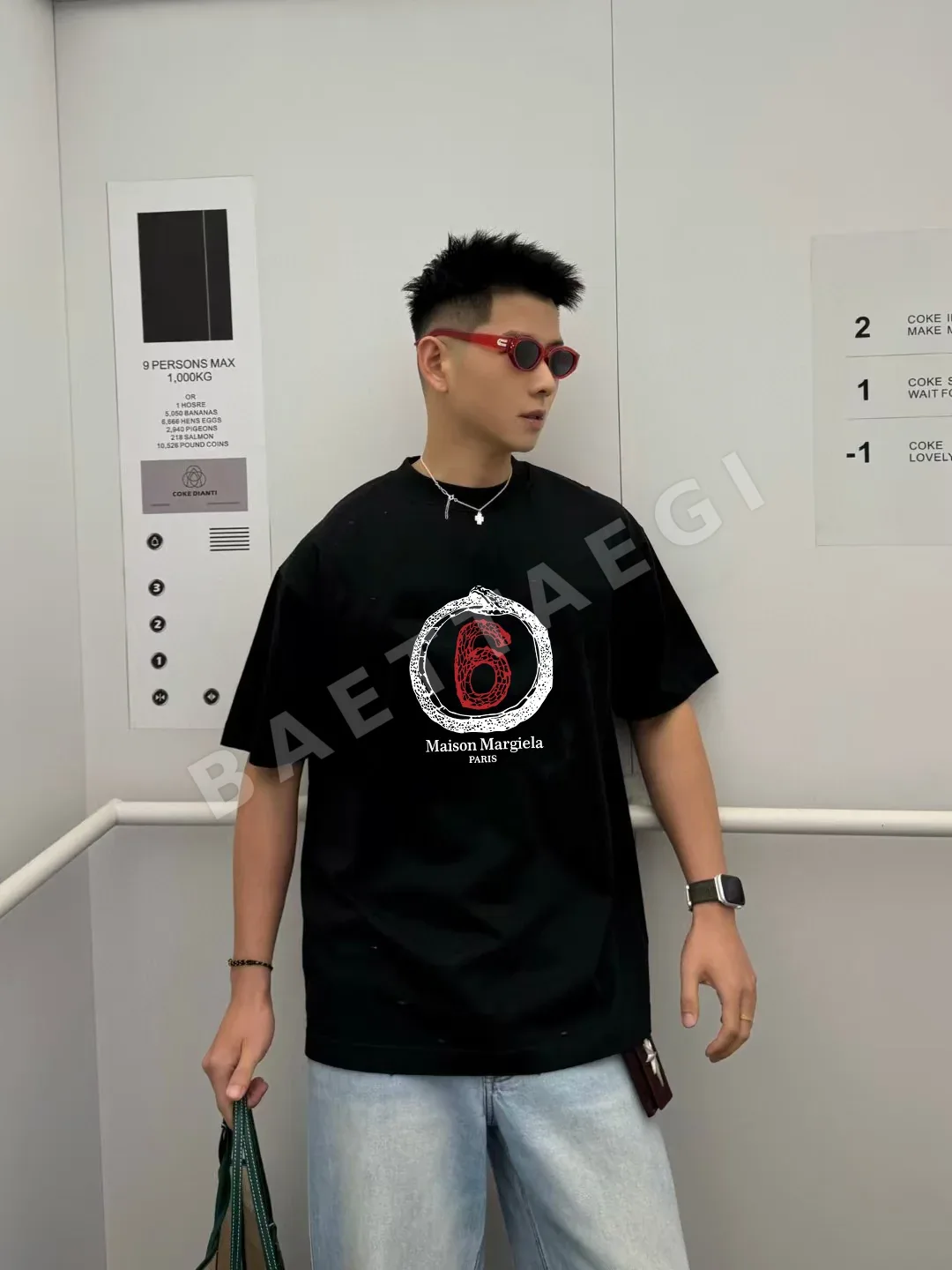 마르지엘라 프린트 로고 코튼 반팔 티셔츠 상세 이미지 8