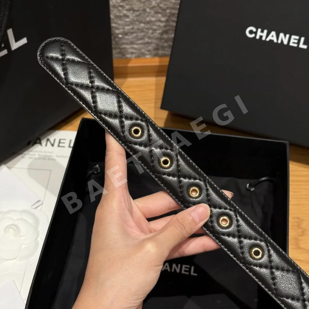 샤넬 다이아몬드 패턴 램스킨 더블 C 벨트 상세 이미지 7