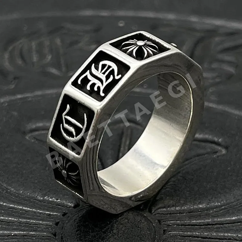 크롬하츠 스퀘어 크로스 플라워 반지 CJ071 상세 이미지 2