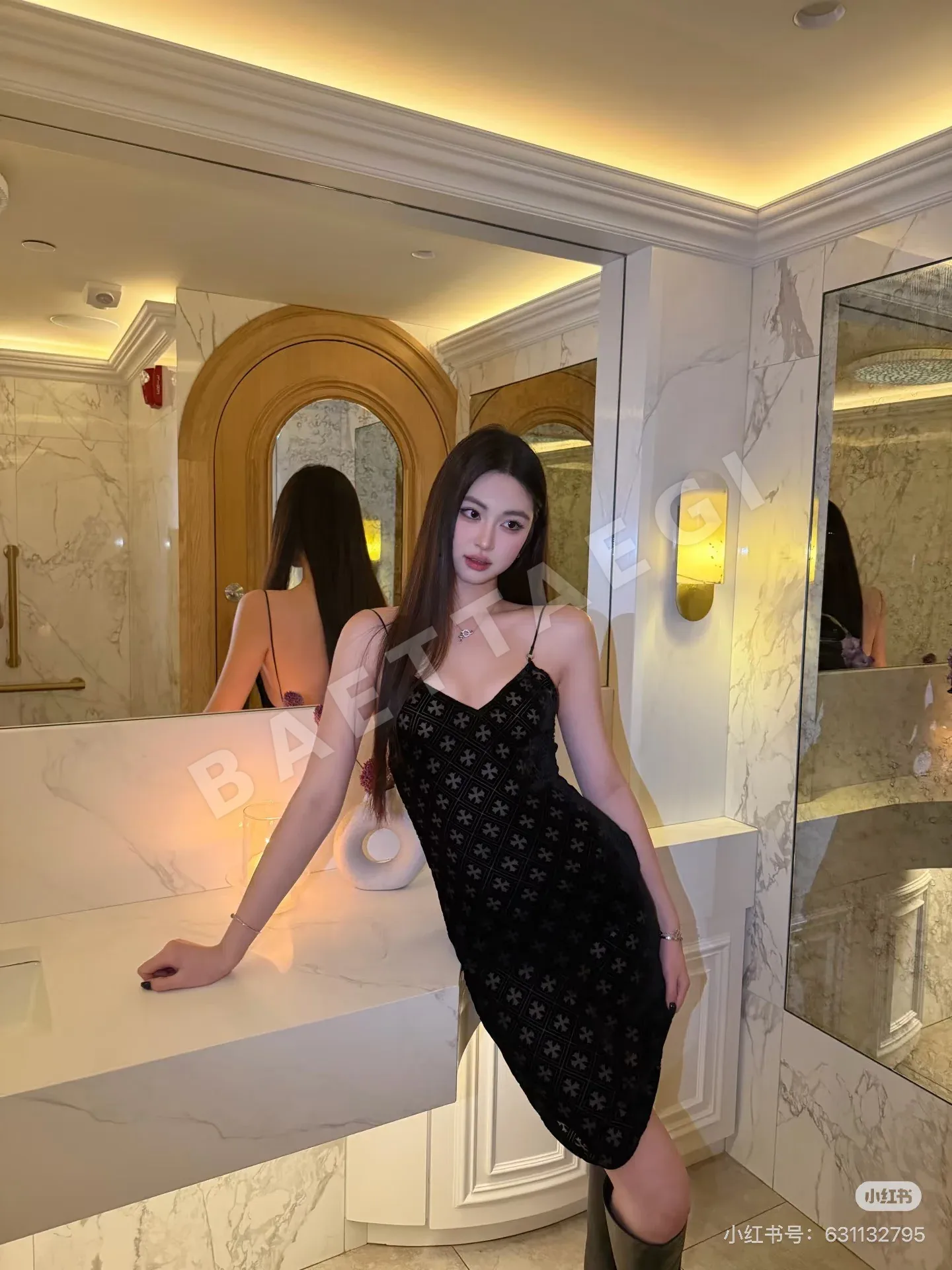 크롬하츠 블랙 크로스 벨벳 슬립 원피스 상세 이미지 19