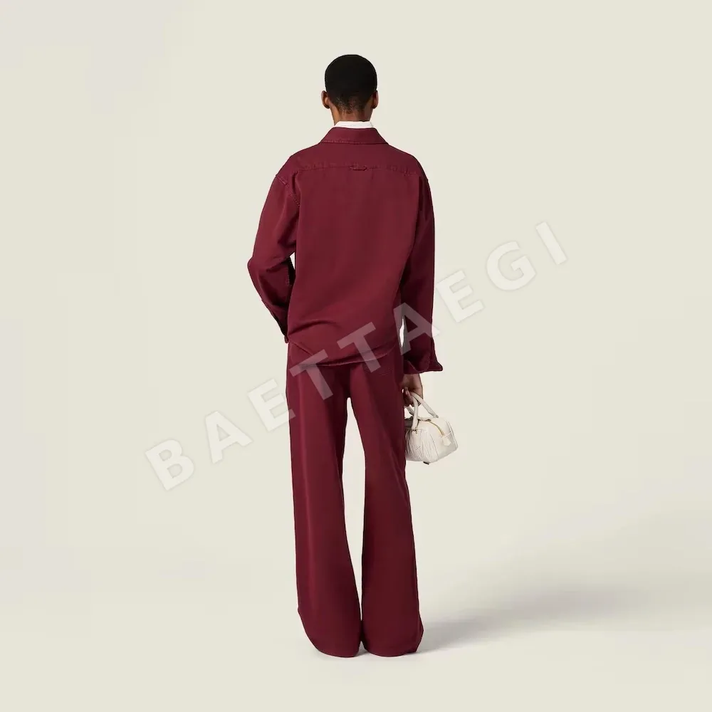 미우미우 자수 문자 데님 셔츠 여성 바지 상세 이미지 3