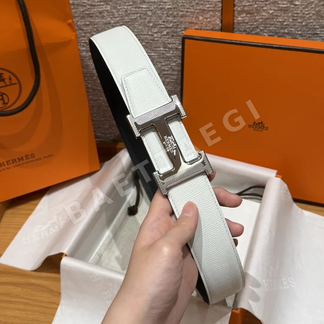 에르메스 남성용 리버시블 H 메탈 버클 벨트 상세 이미지 4