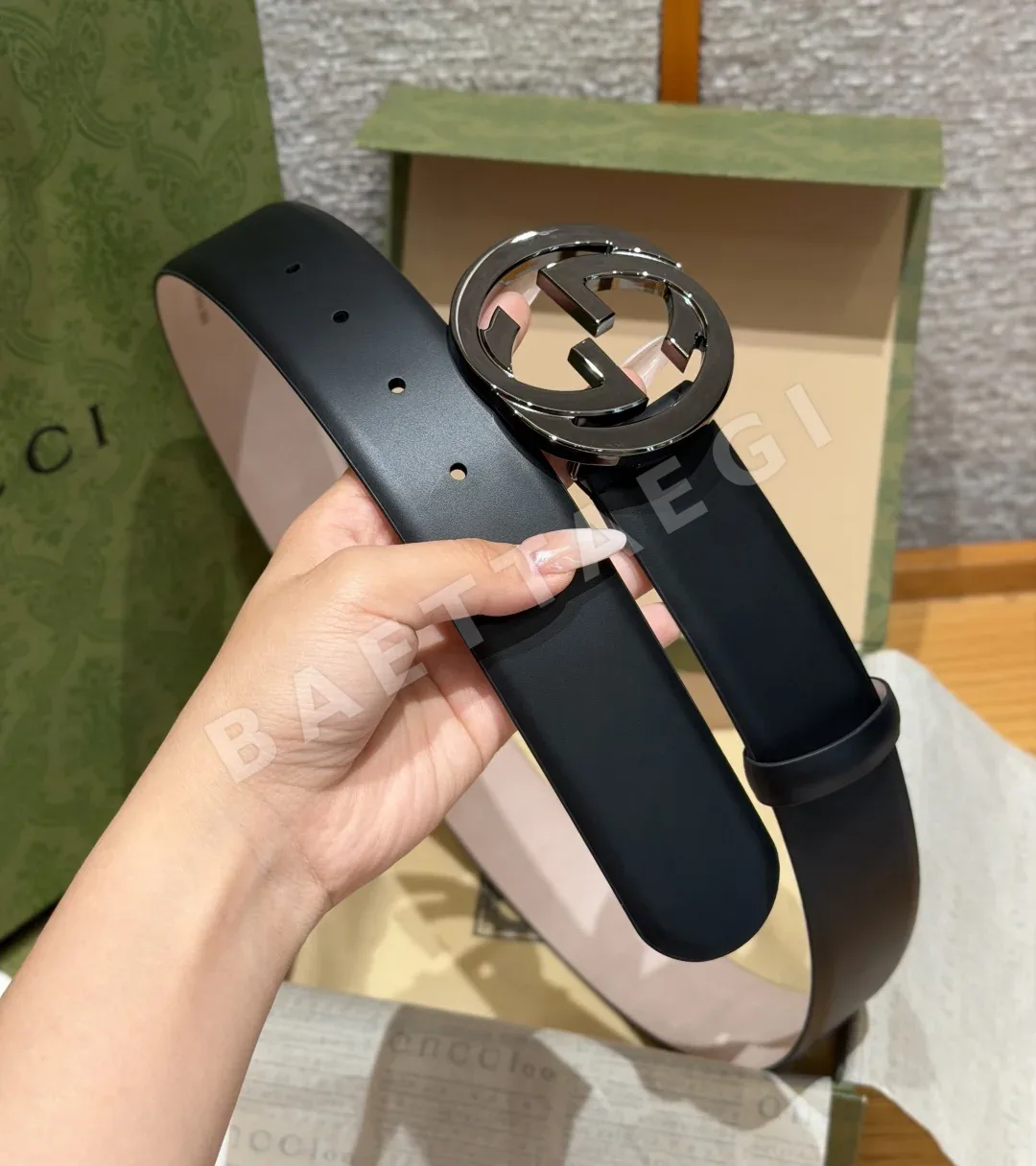 구찌 인터로킹 더블 G 가죽 벨트 40mm 상세 이미지 3