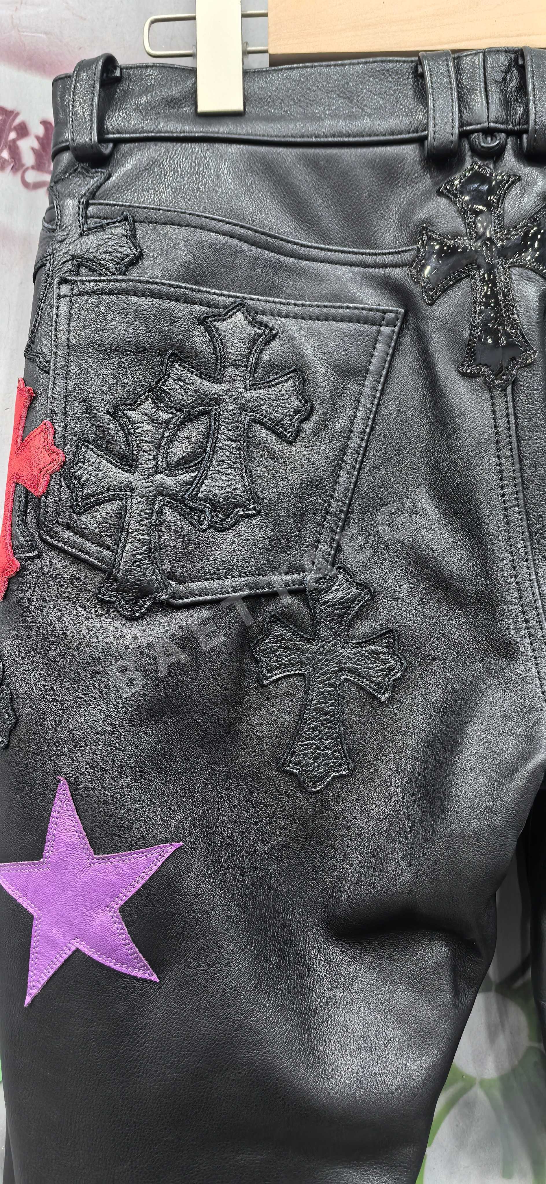 크롬하츠 로라이즈 플레어 가죽 바지 상세 이미지 13