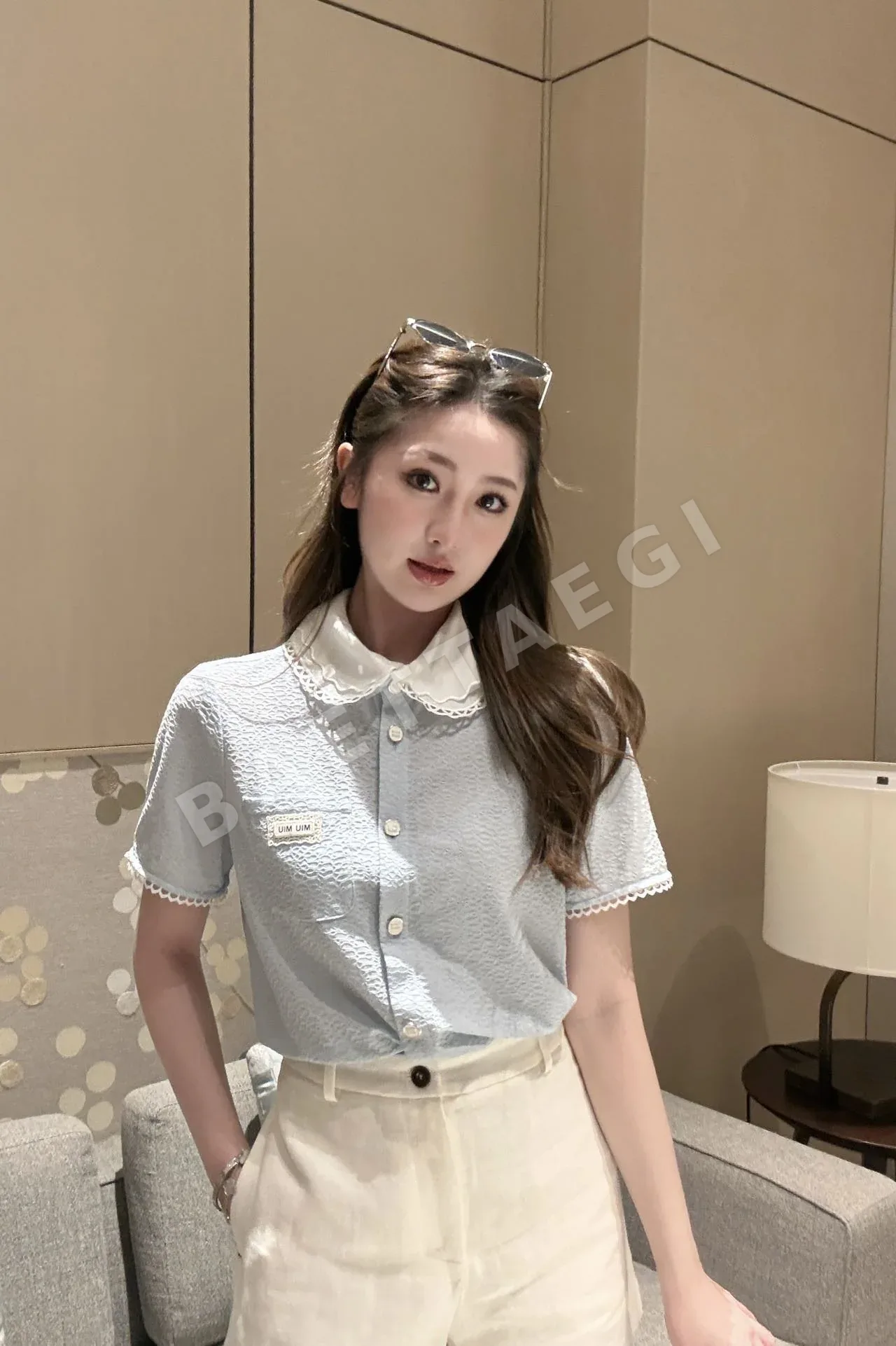미우미우 레이스 카라 반팔 셔츠 상세 이미지 6