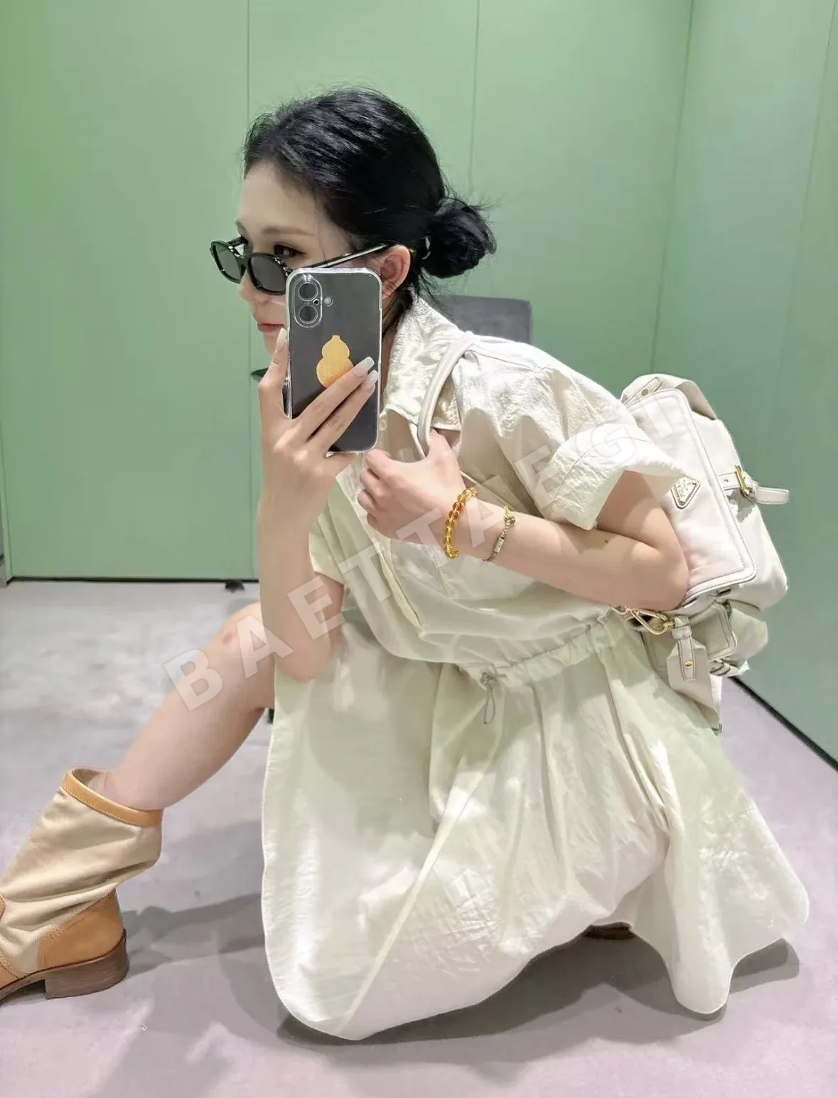 프라다 화이트 셔츠 원피스 상세 이미지 2