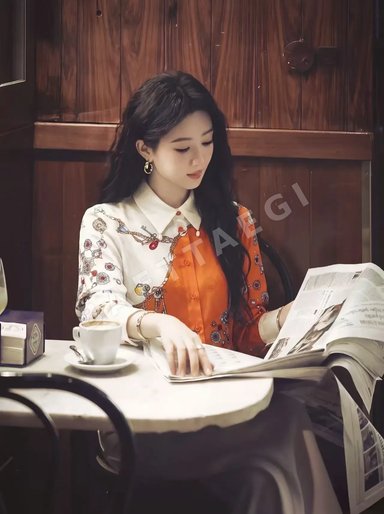 베르사체 빈티지 주얼리 프린트 실크 여성 셔츠 166608