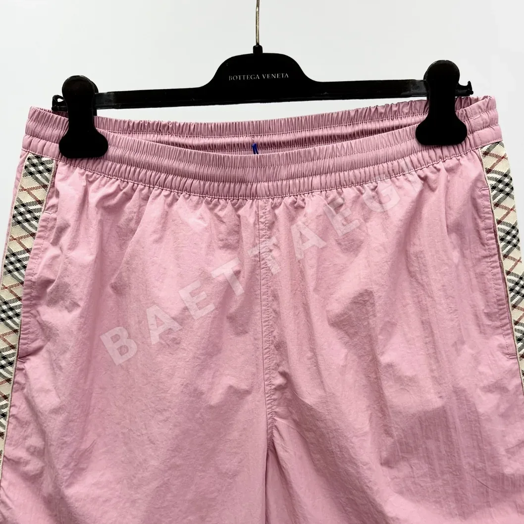 버버리 체크 자수 드로스트링 남성 반바지 상세 이미지 3