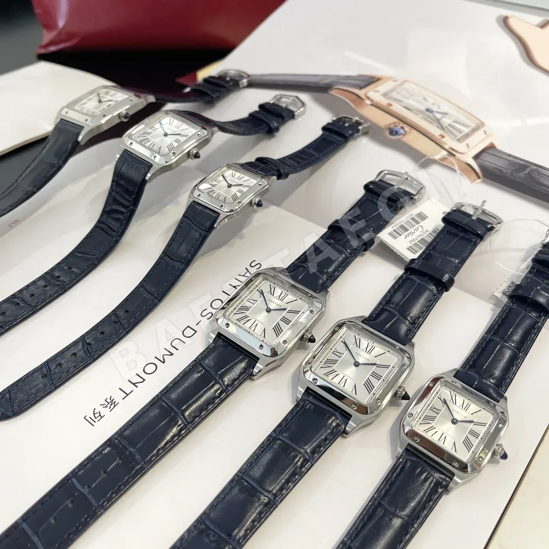 까르띠에 산토스 사파이어 글라스 블루 스틸밴드 가죽스트랩 스몰 미디움 레플리카 42757 Cartier 상세 이미지 6