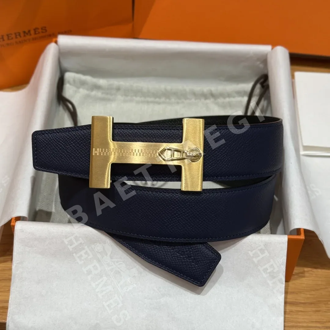 에르메스 H 버클 양면 가죽 벨트 175389
