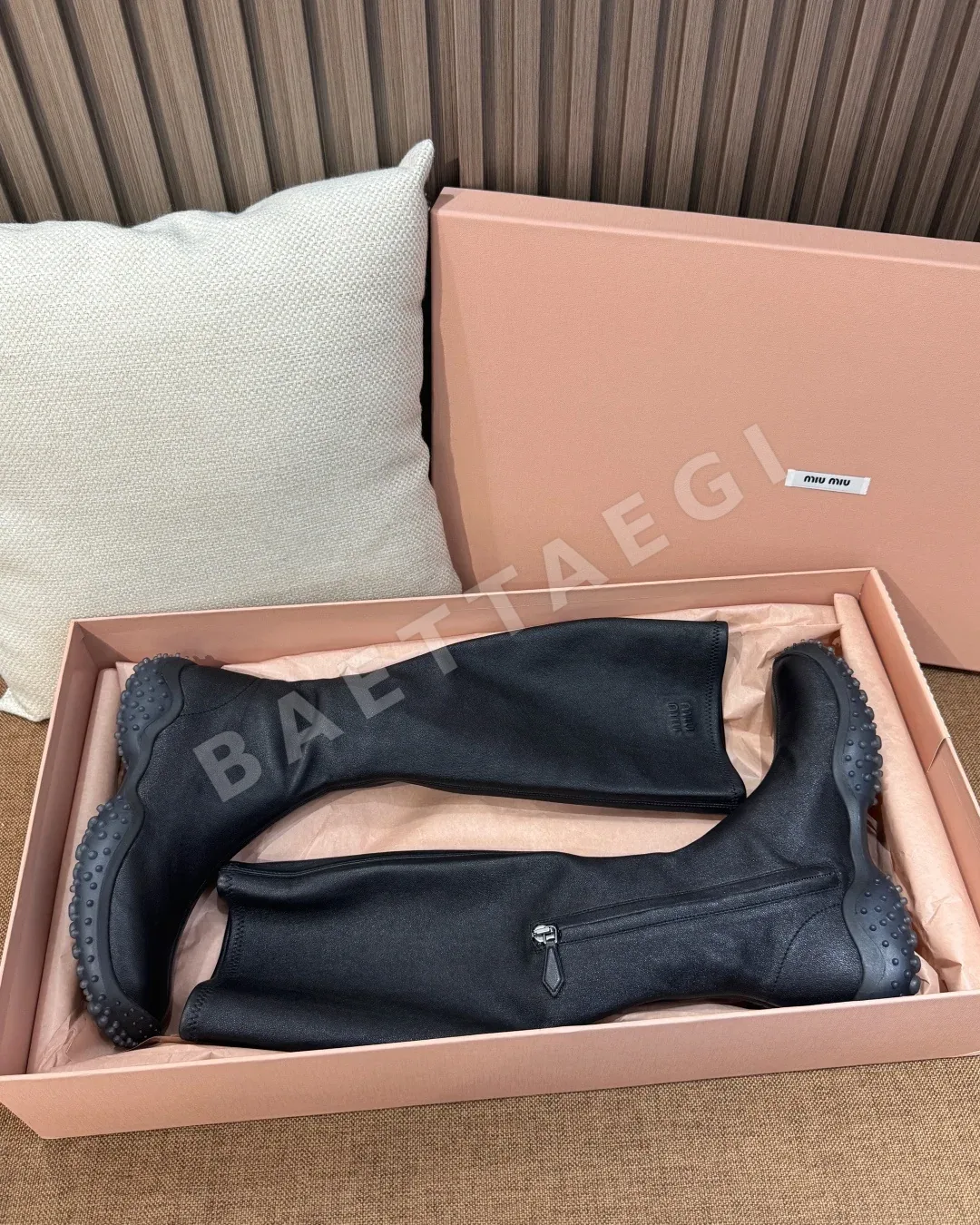 미우미우 부츠 양가죽 니하이 디자인 188485