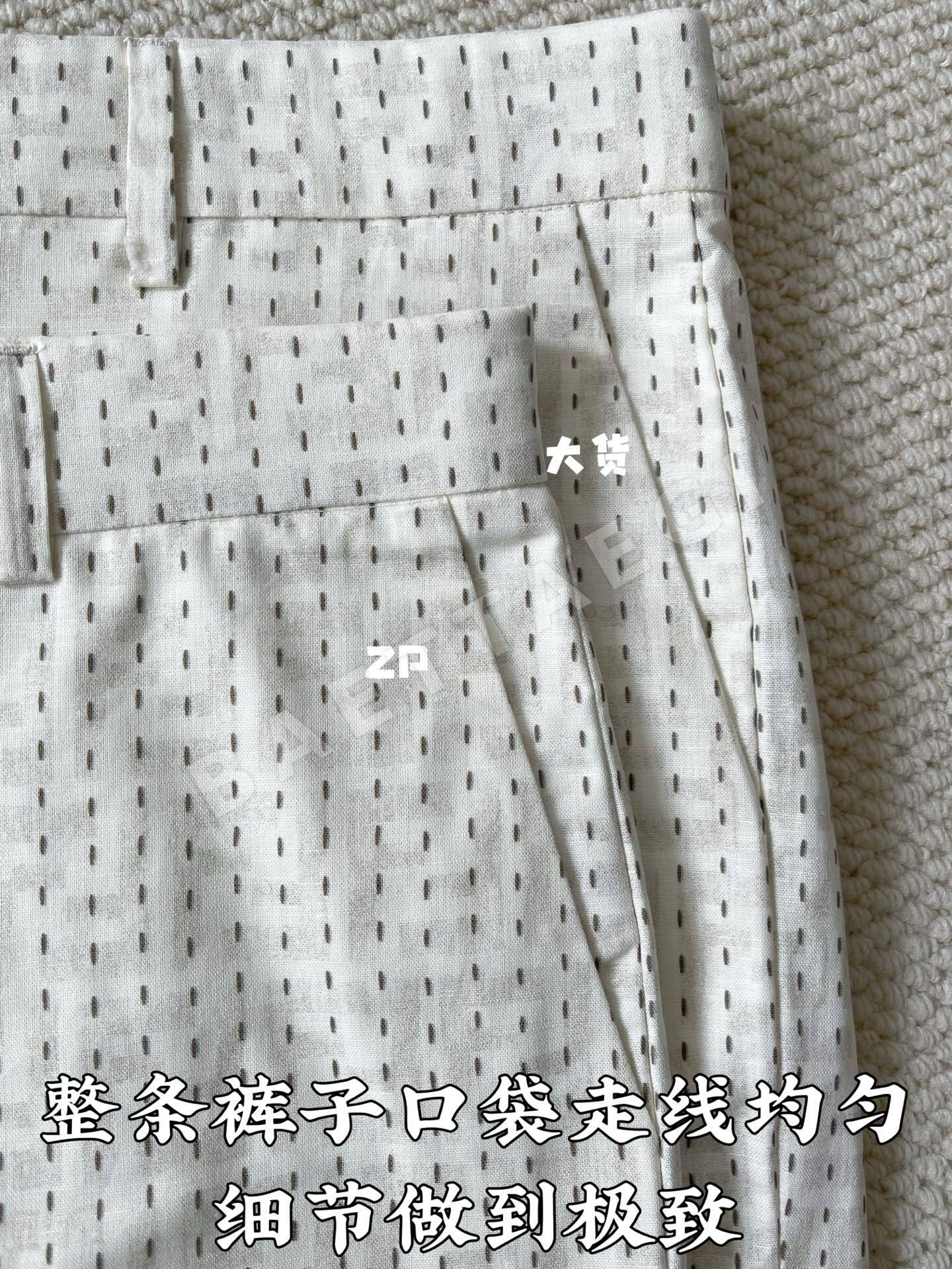 펜디 린넨 FF 패턴 남성 반바지 상세 이미지 6