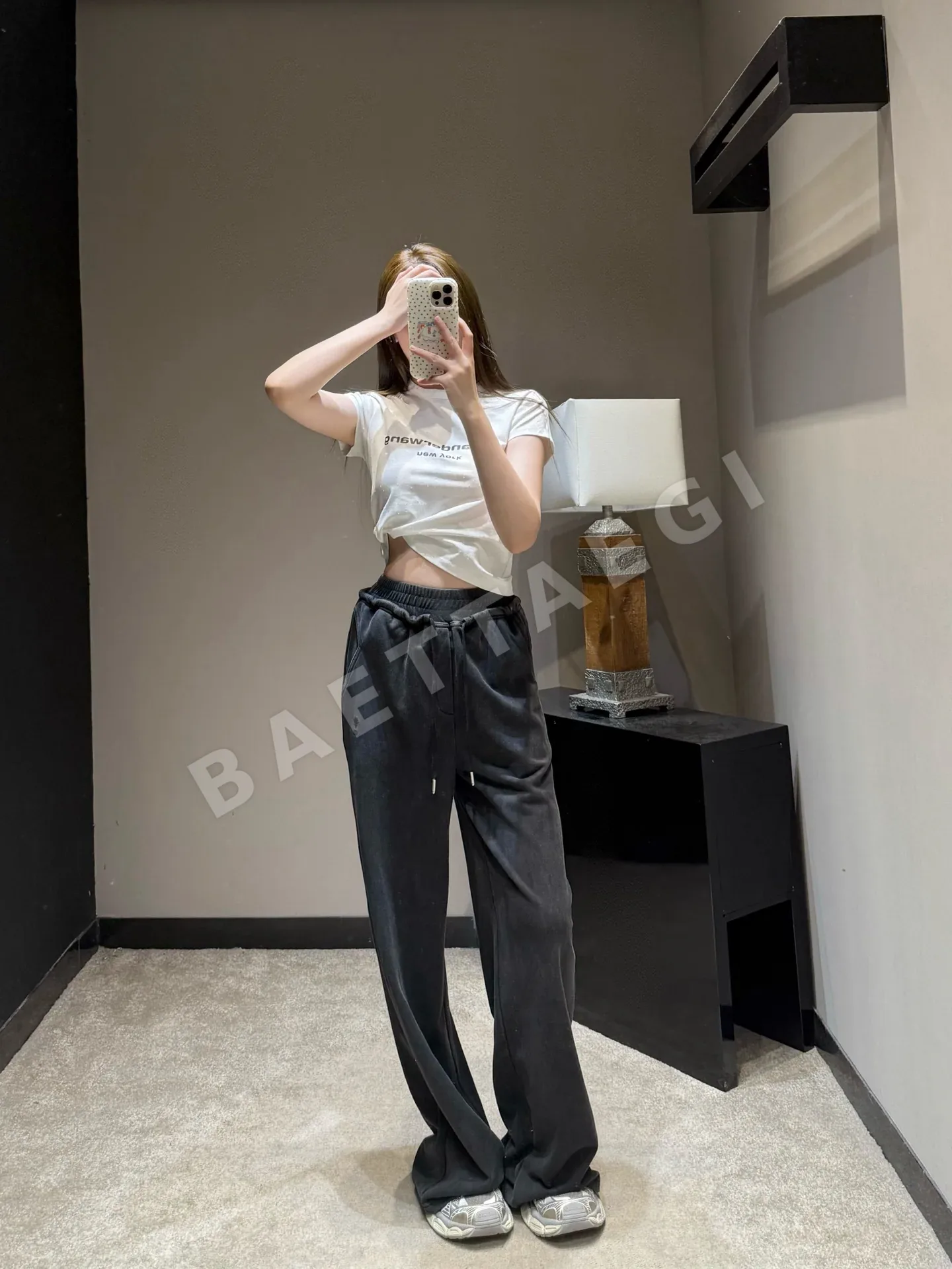 디올 블루 와이드 레그 여성 바지 상세 이미지 5