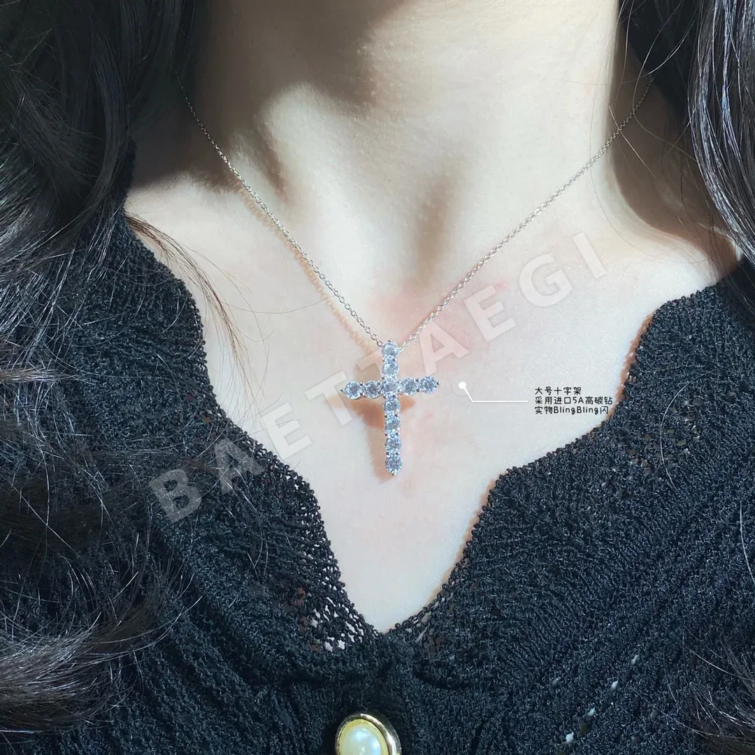 티파니 스털링 실버 크로스 다이아몬드 목걸이 상세 이미지 3