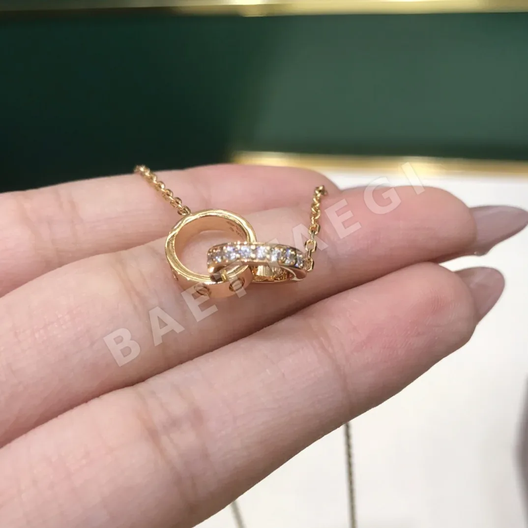 까르띠에 다이아몬드 세트 더블 링 목걸이 상세 이미지 5