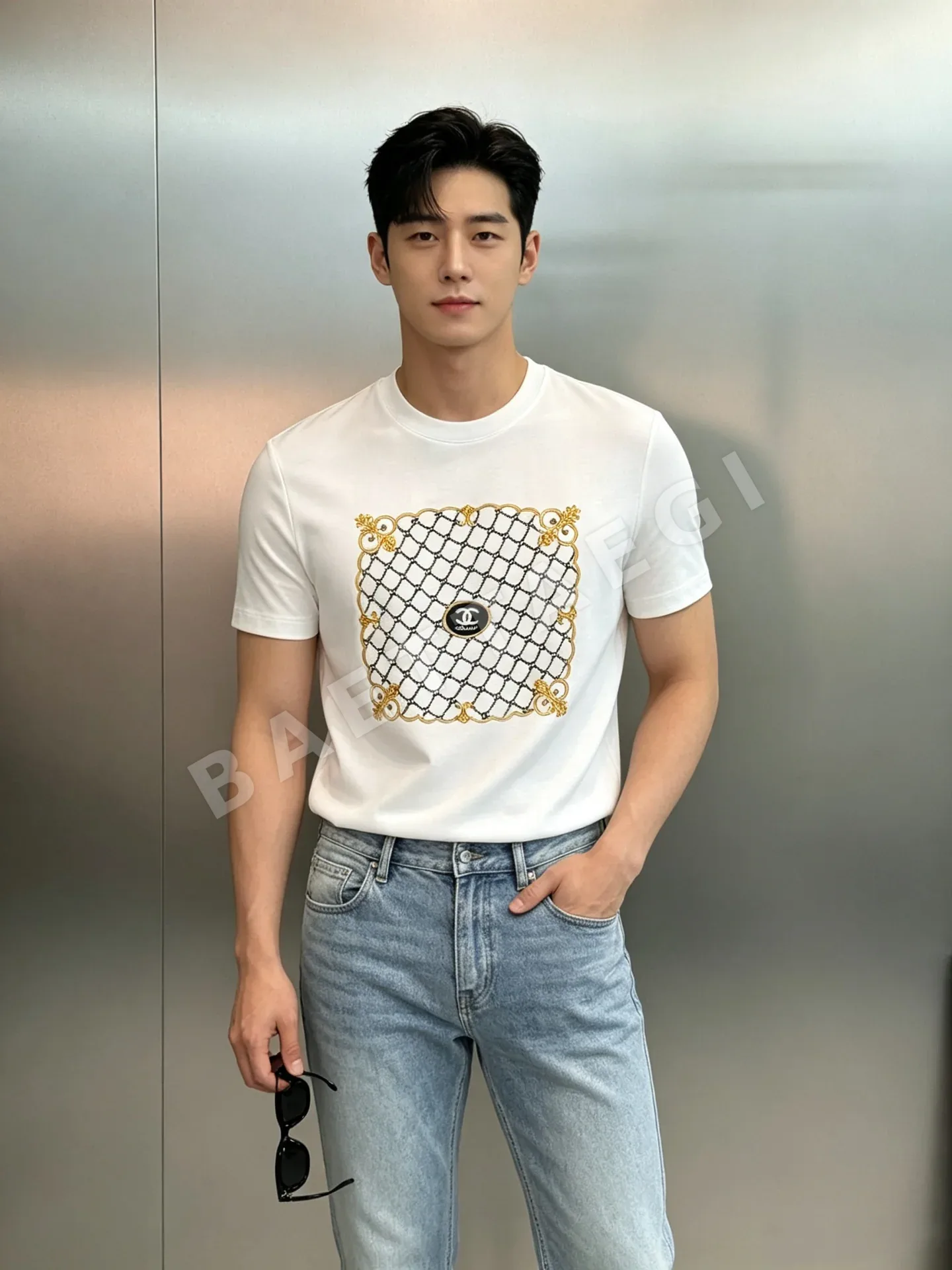 샤넬 남성 코튼 반팔 티셔츠 상세 이미지 1
