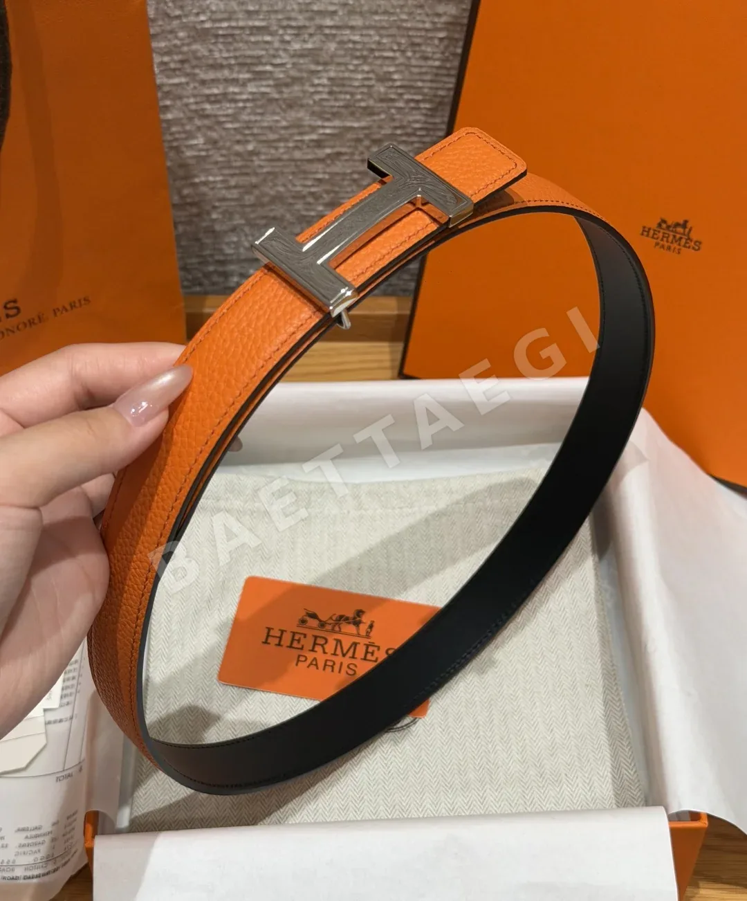 에르메스 H 버클 양면 가죽 여성용 벨트 상세 이미지 3