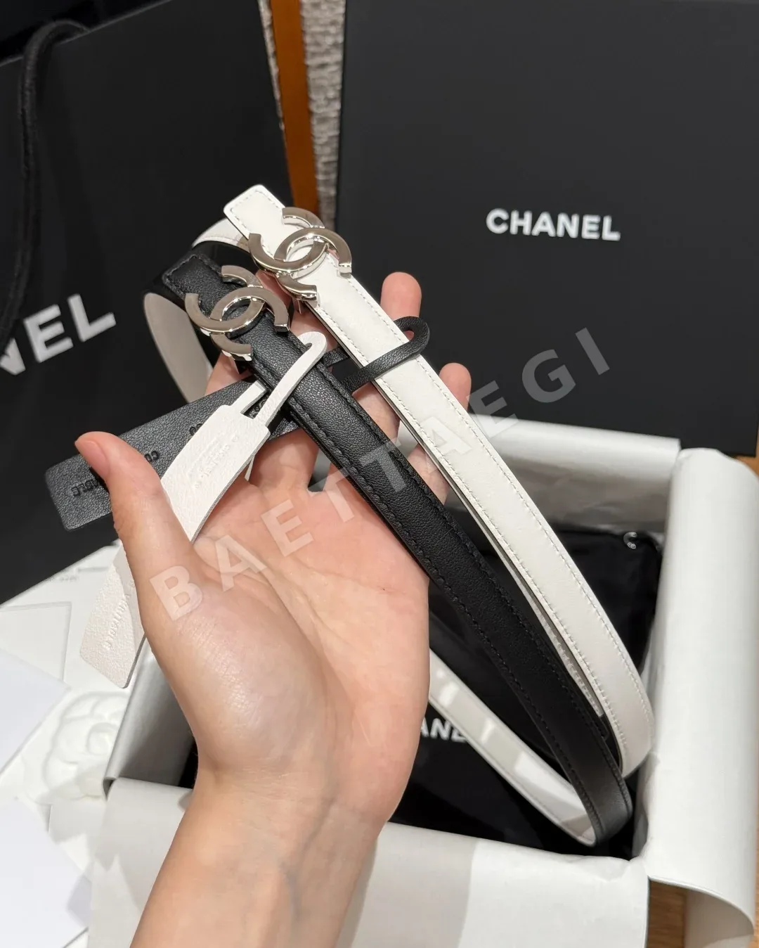 샤넬 더블 C 버클 가죽 벨트 15mm 상세 이미지 5