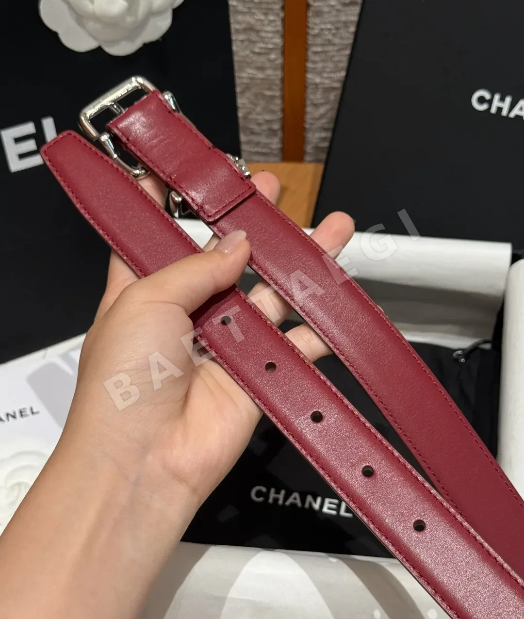 샤넬 가죽 더블 C 버클 벨트 상세 이미지 8