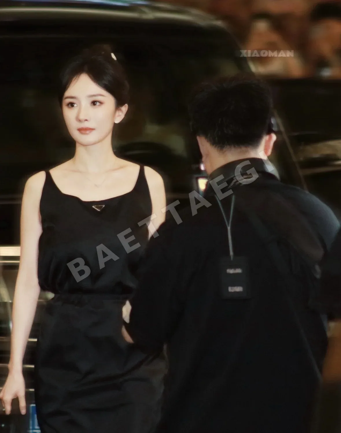 프라다 블랙 새틴 여성 원피스 상세 이미지 9