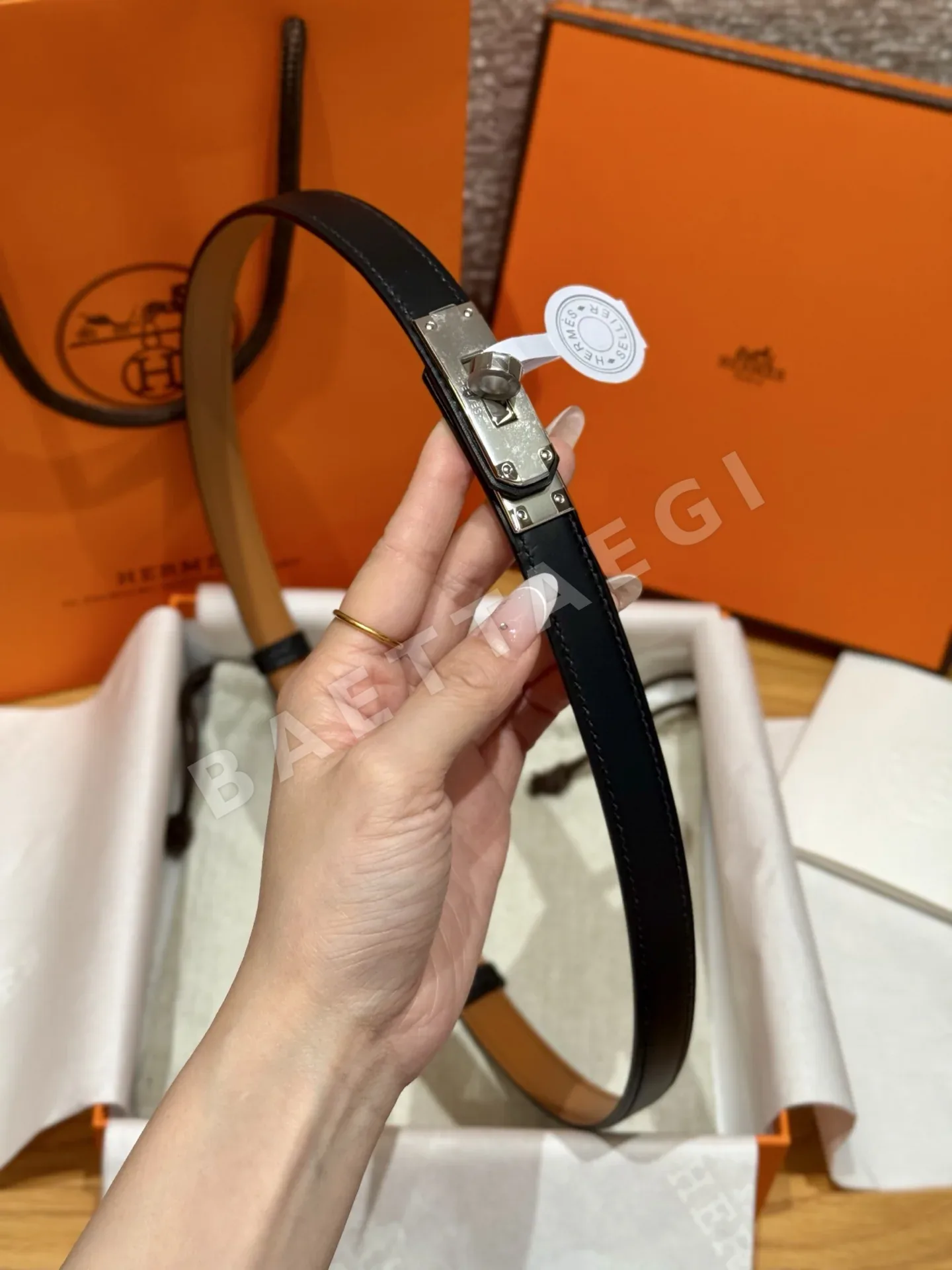 에르메스 켈리 금도금 버클 스위프트 송아지가죽 벨트 상세 이미지 9