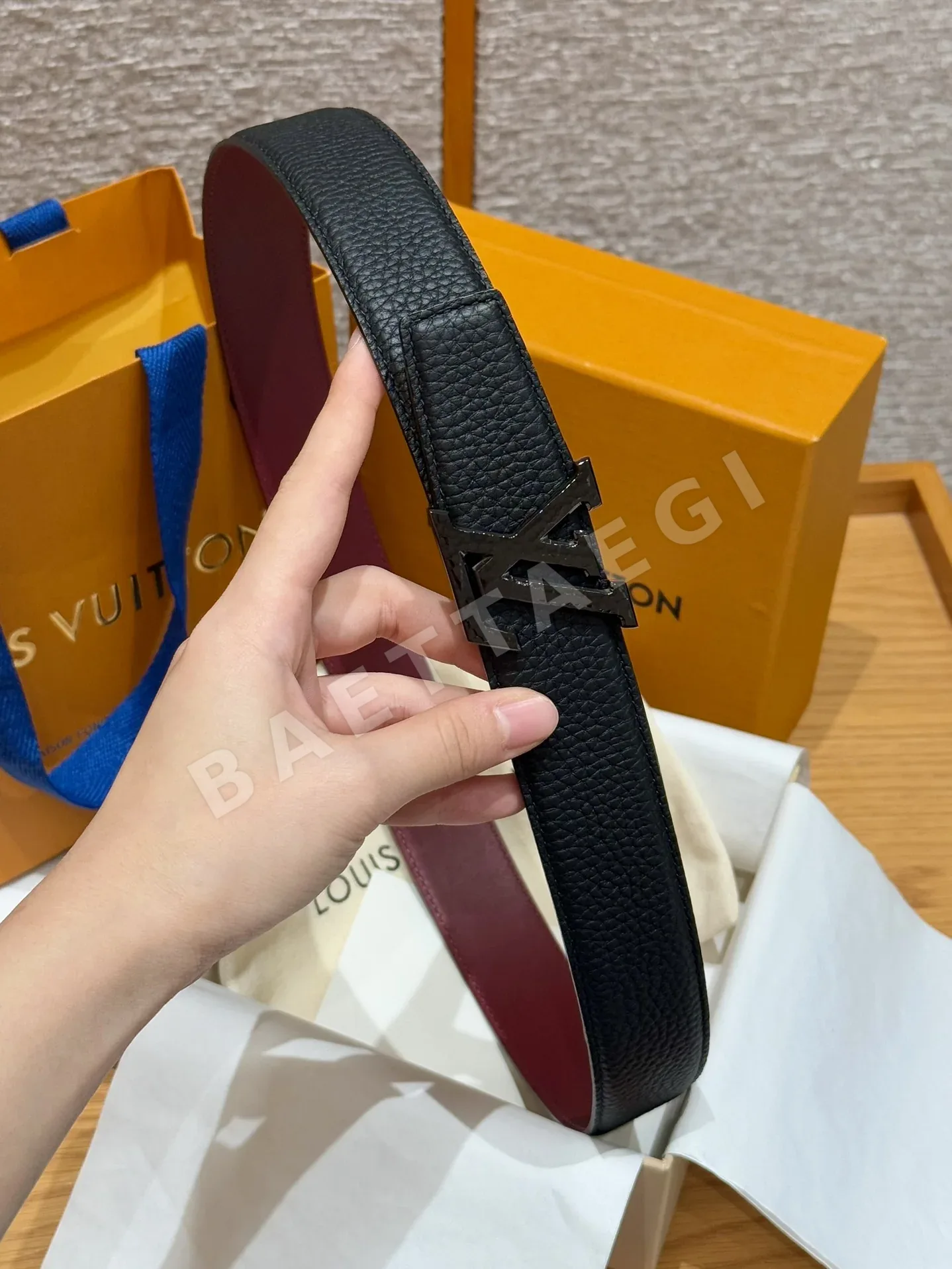 루이비통 316 스테인리스 스틸 버클 남성 벨트 상세 이미지 7