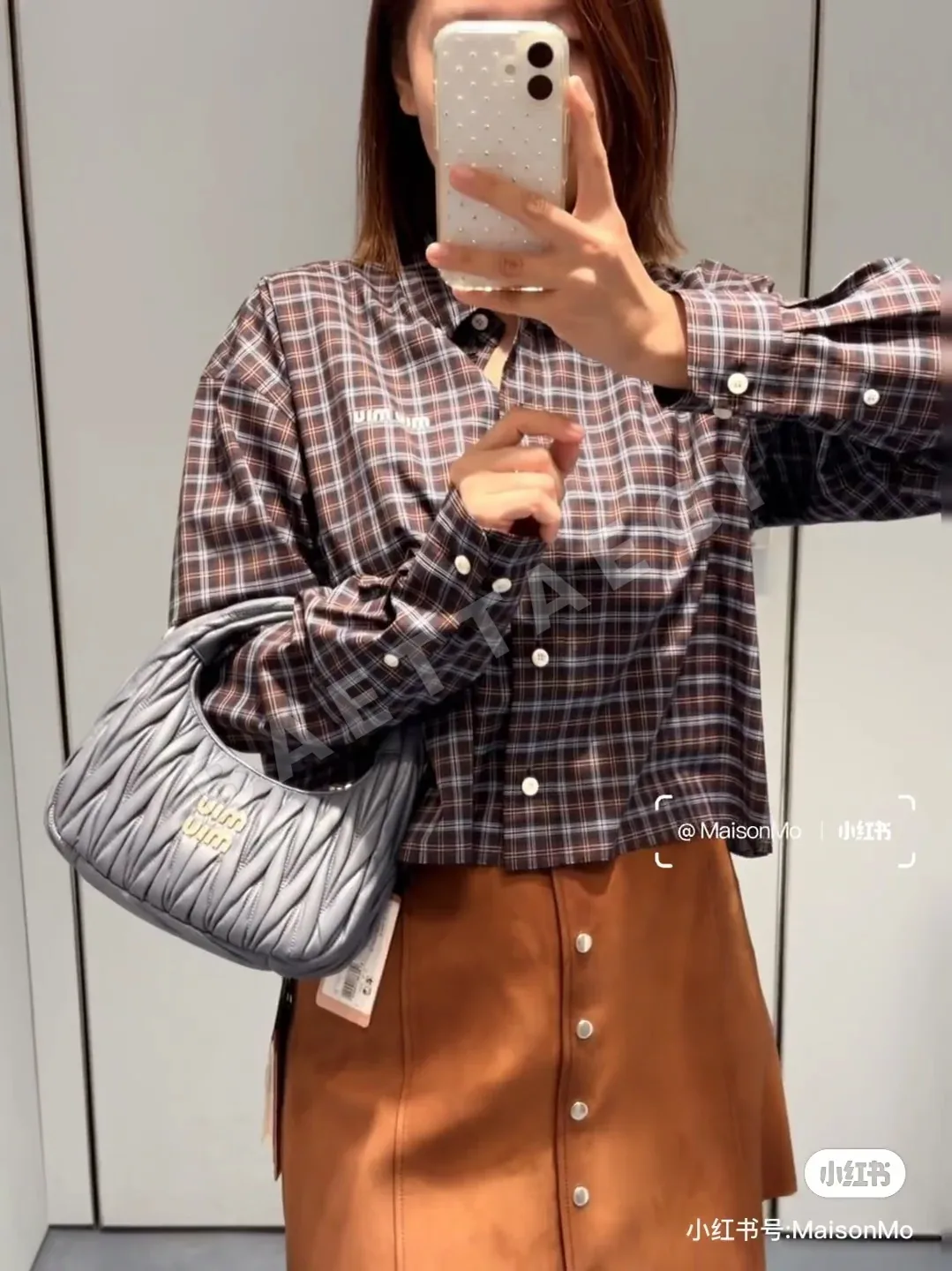 미우미우 체크 셔츠 원피스 상세 이미지 7