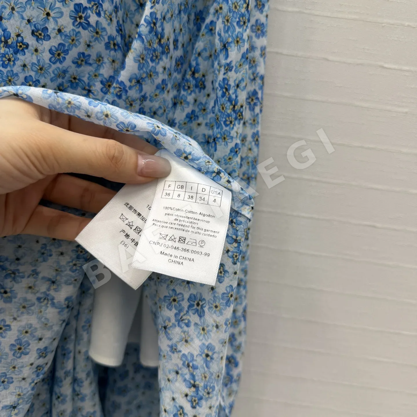 디올 블루 벚꽃 프린트 A라인 맥시 원피스 상세 이미지 8