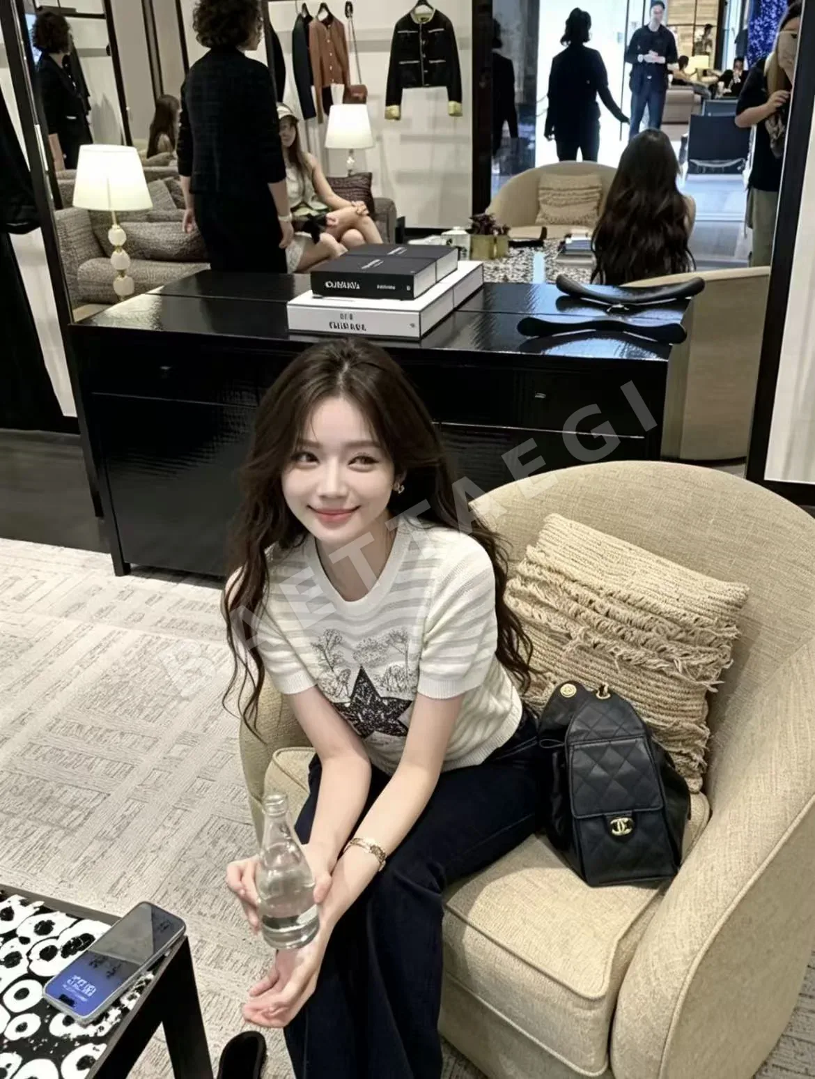디올 자수 오성 니트 반팔 티셔츠 127839