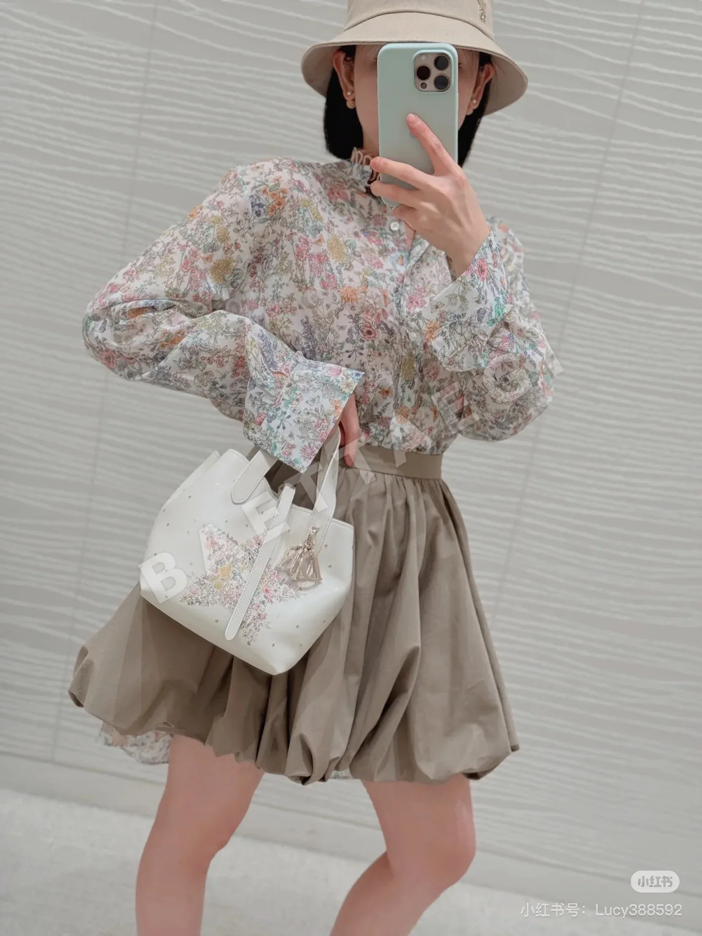 디올 플라워 프린트 코튼 셔츠 스커트 세트 96467